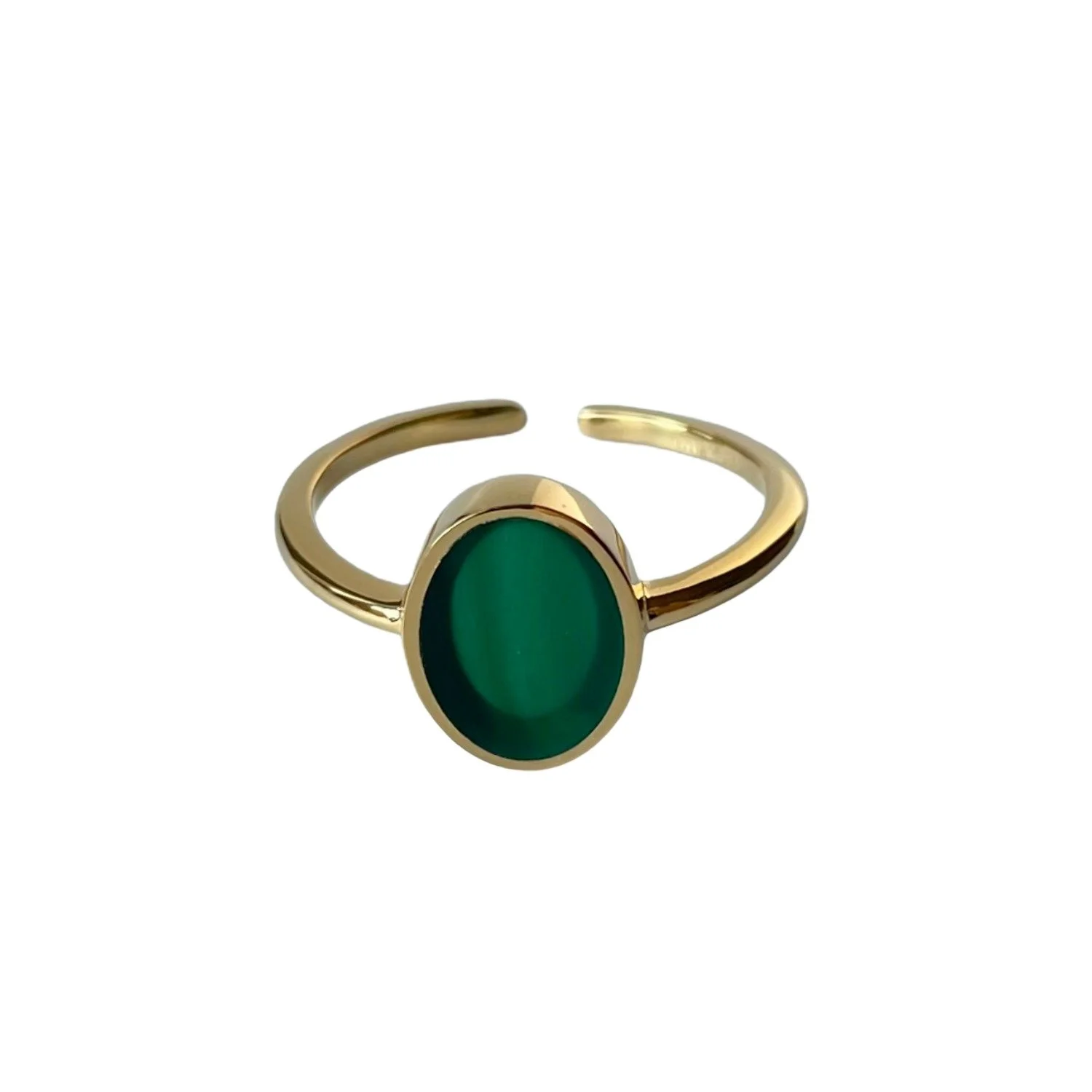 18k Gold Plated Green Onyx Ring