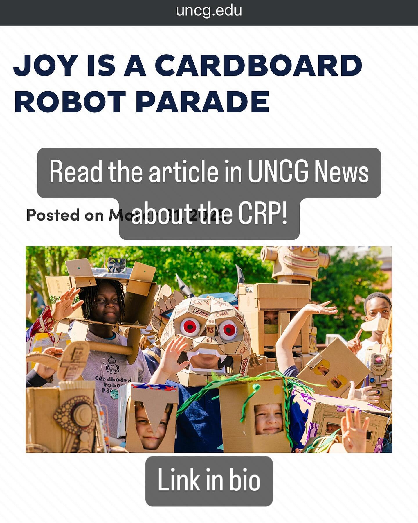 Check out the article in UNCG News about the parade!  5 days to go and we&rsquo;re ready!  Link in bio.