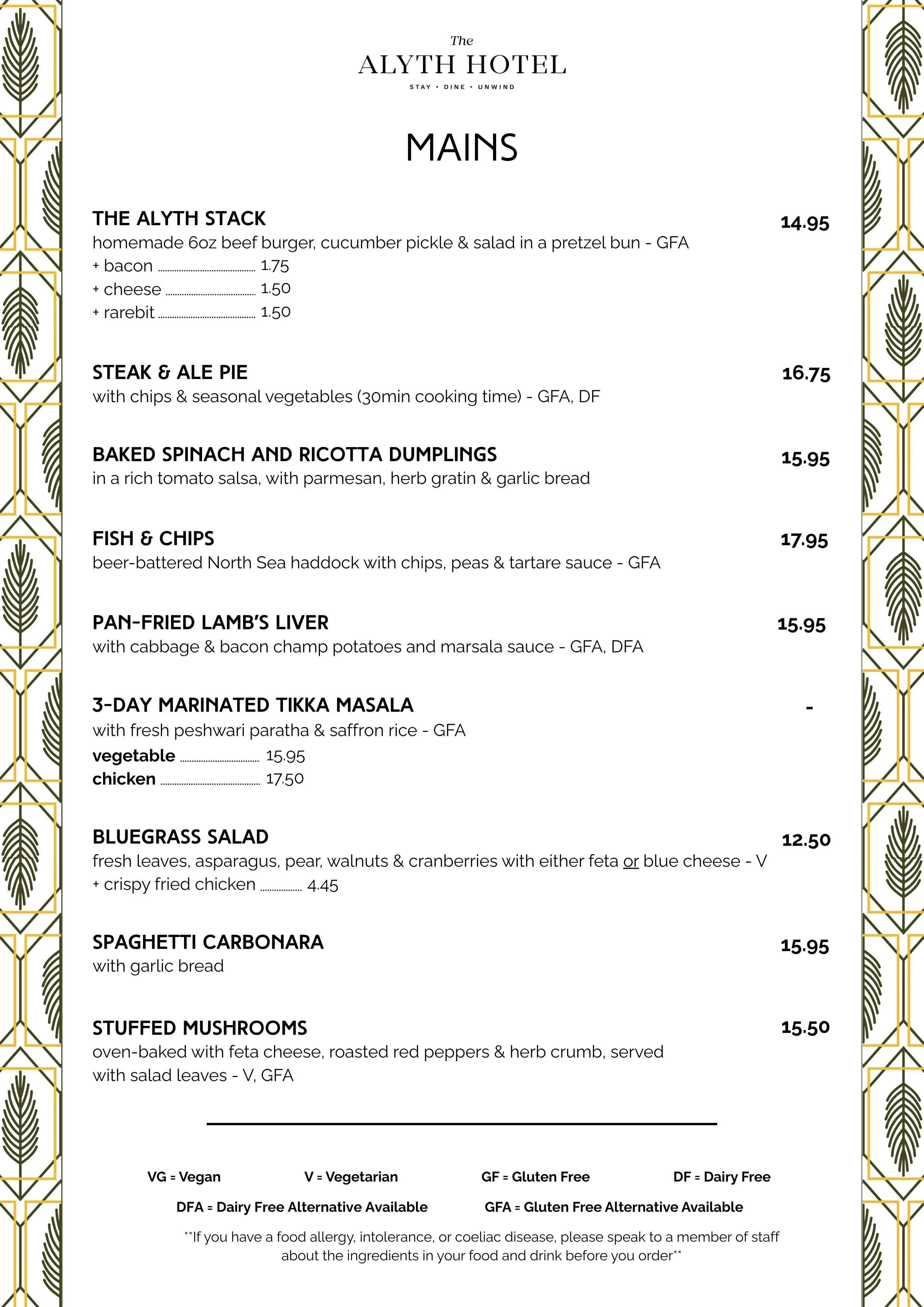 Enjoy dinner at The Alyth Hotel Perthshire