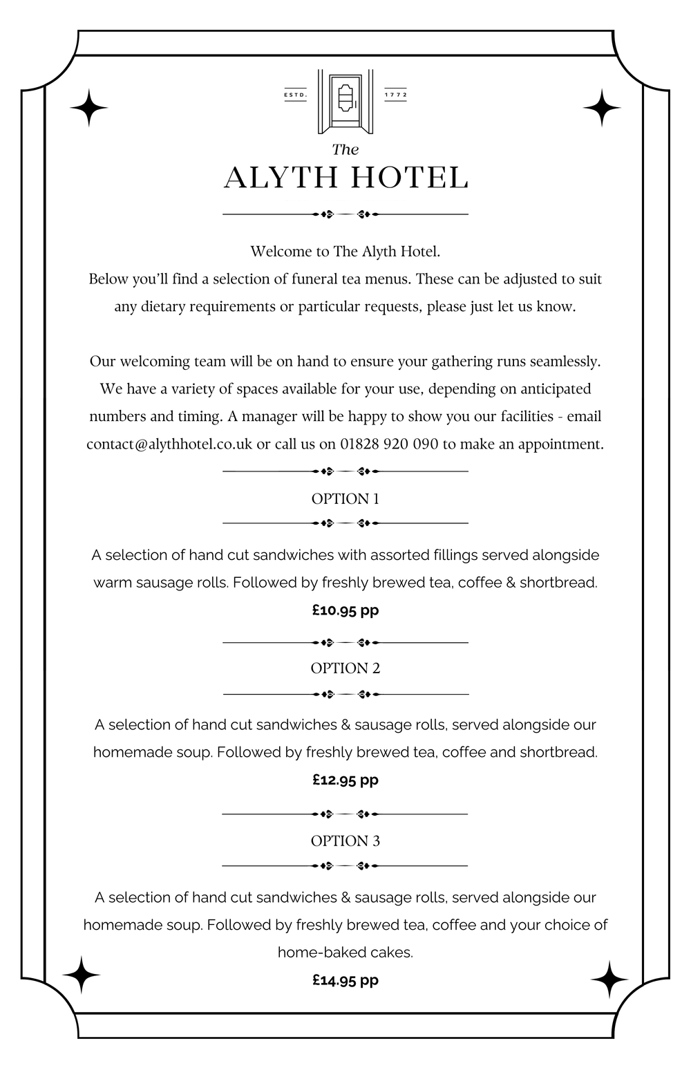 Menus - enjoy our freshly cooked food — The Alyth Hotel
