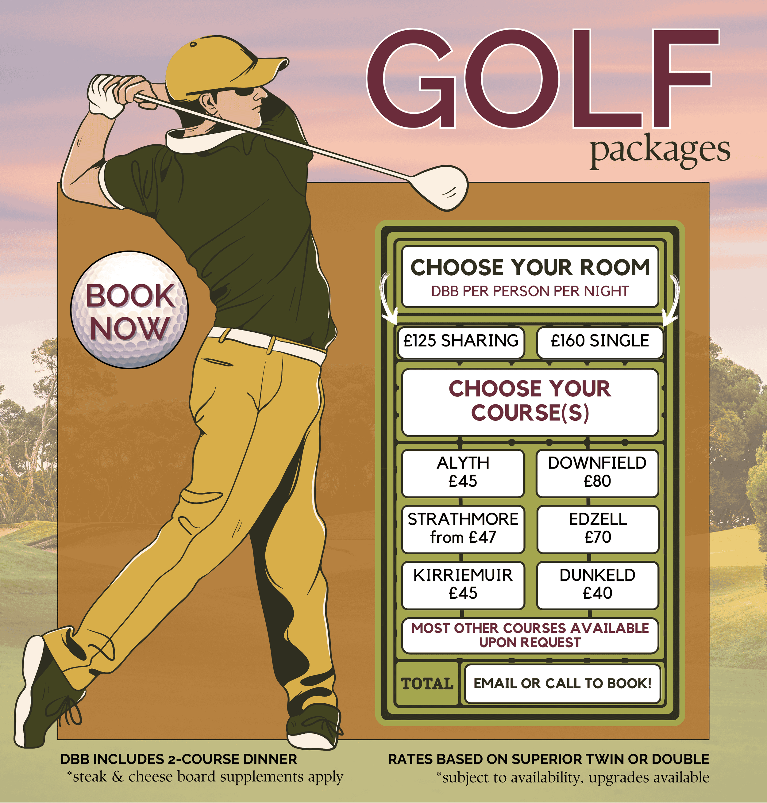 Book your golf holiday in Scotland at The Alyth Hotel Perthshire