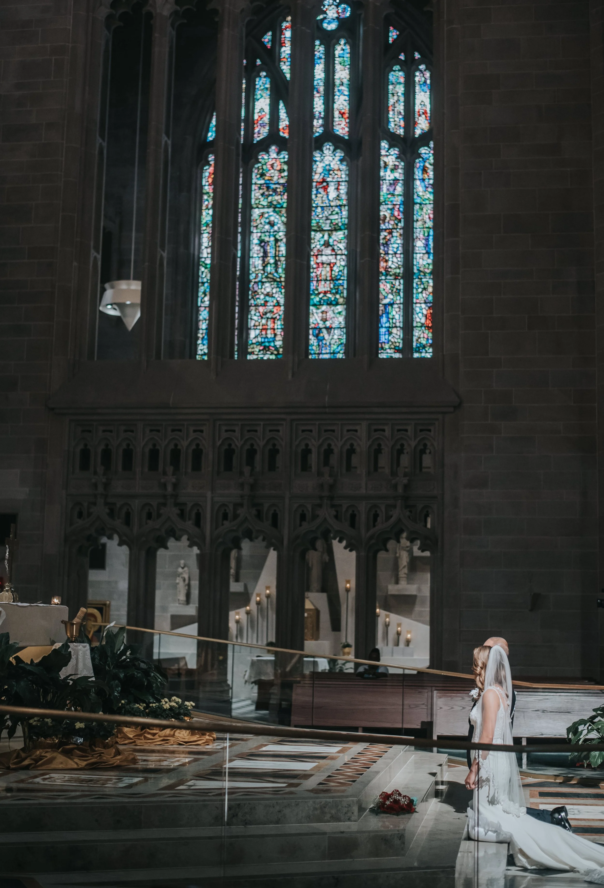 church wedding, moody wedding, couple, newlyweds, church wedding