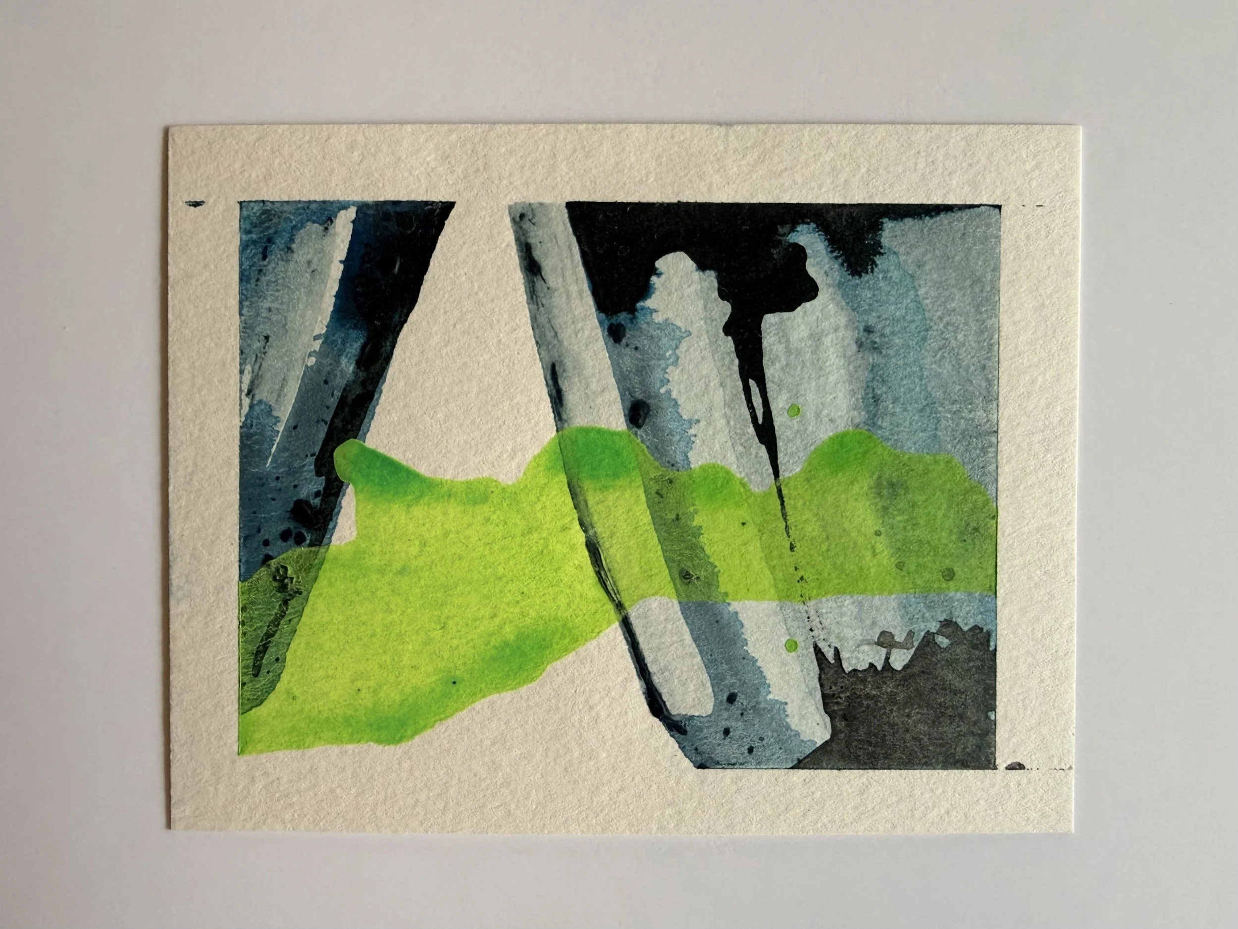 Cold Slopes 6 — 4x6" mixed media on cotton paper, 2024