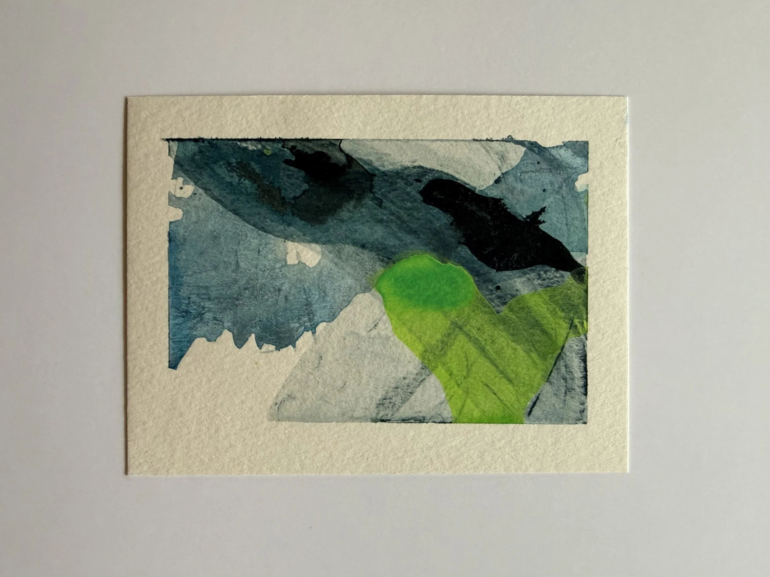 Cold Slopes 5 — 4x6" mixed media on cotton paper, 2024
