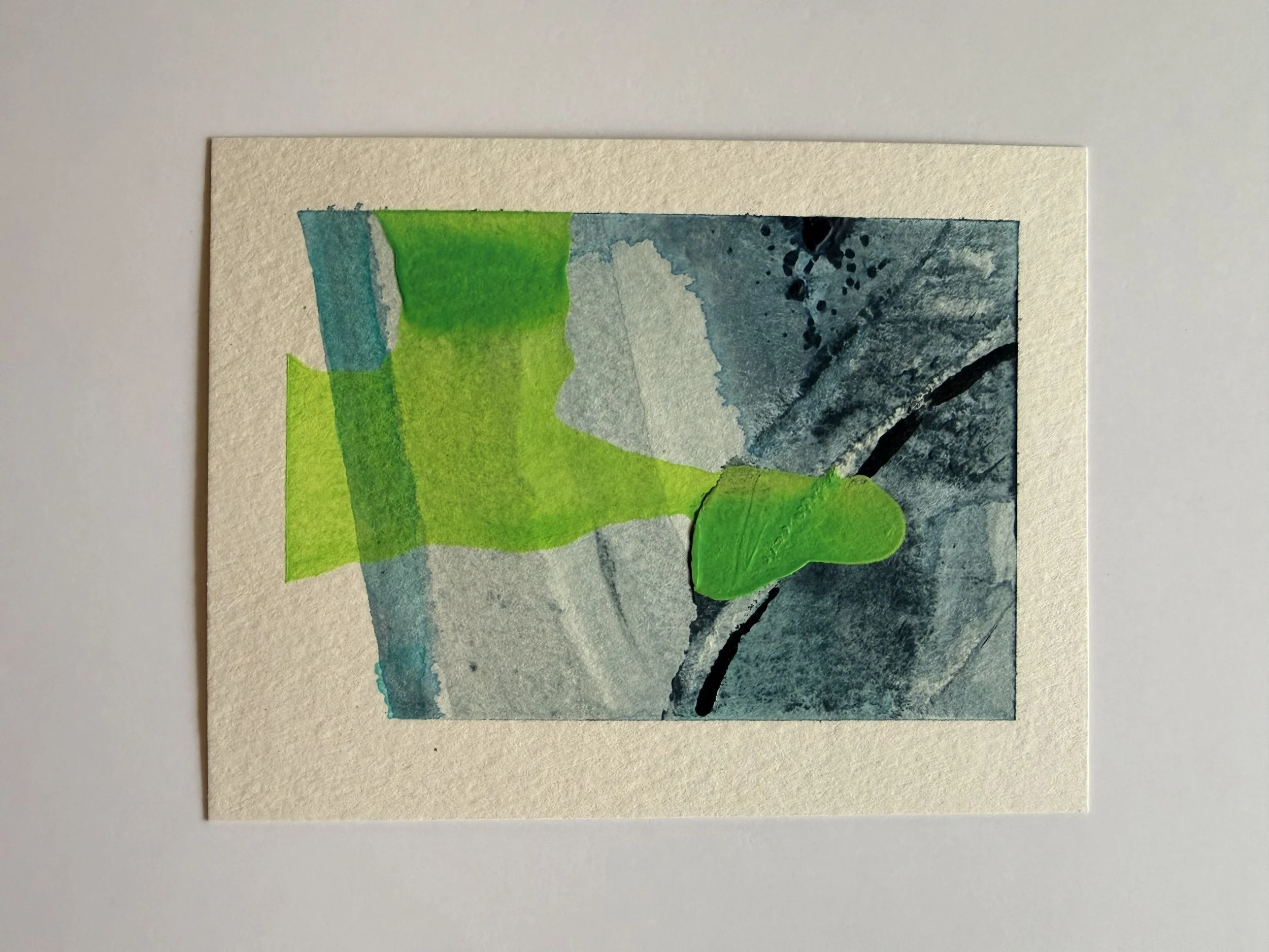 Cold Slopes 2 — 4x6" mixed media on cotton paper, 2024