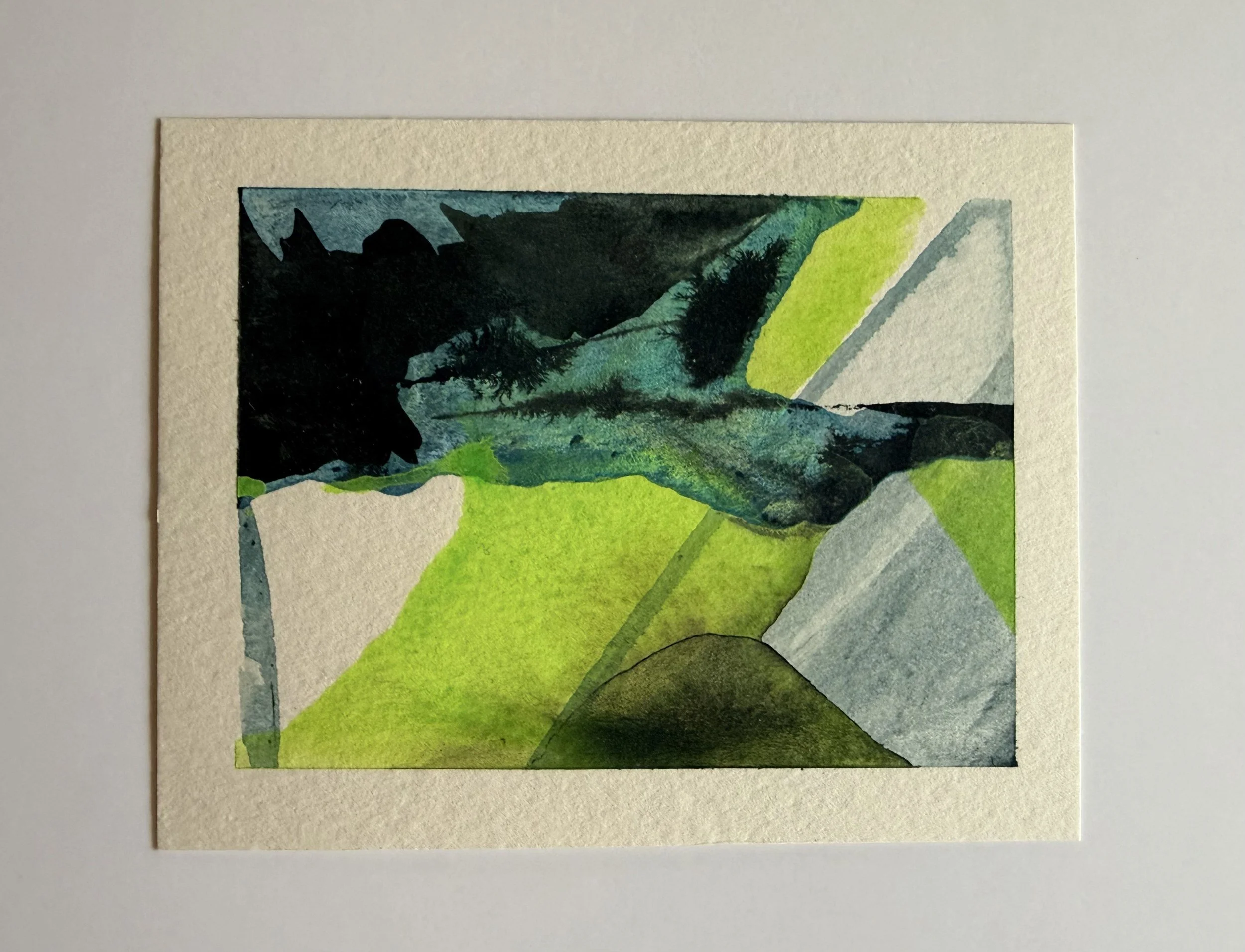 Cold Slopes 4 — 4x6" mixed media on cotton paper, 2024