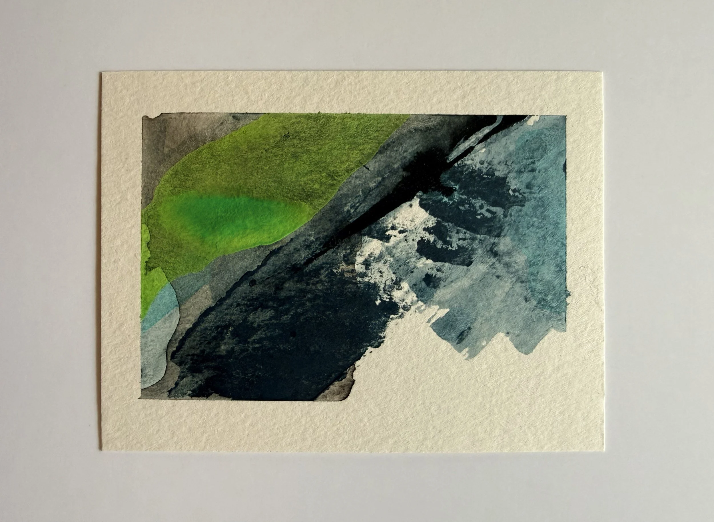 Cold Slopes 1 — 4x6" mixed media on cotton paper, 2024