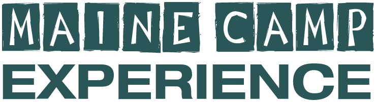Text graphic that reads 'Maine Camp Experience' with a rustic, outdoor style font.
