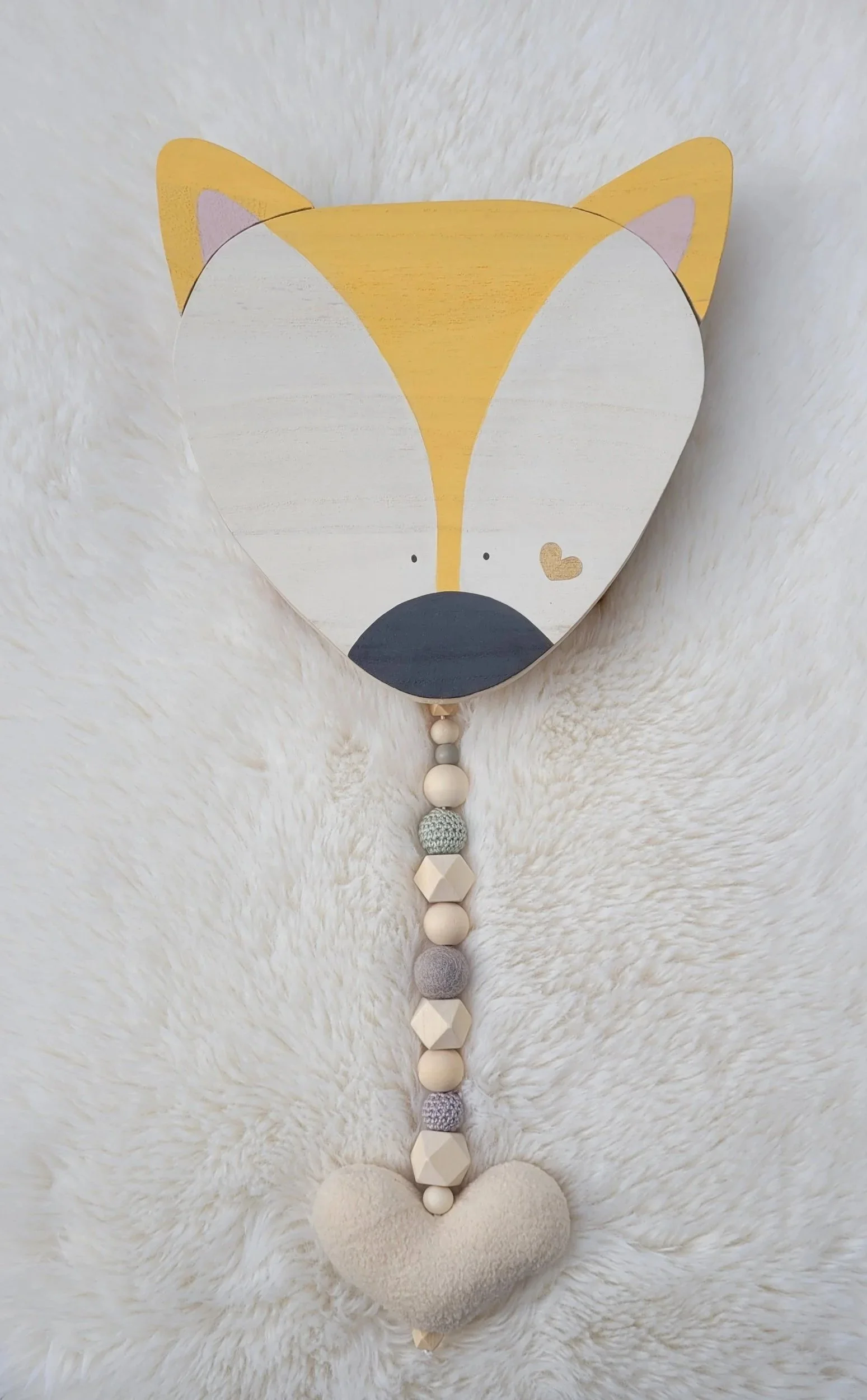 Leuchtendes Fuchs-Wandbild aus Holz