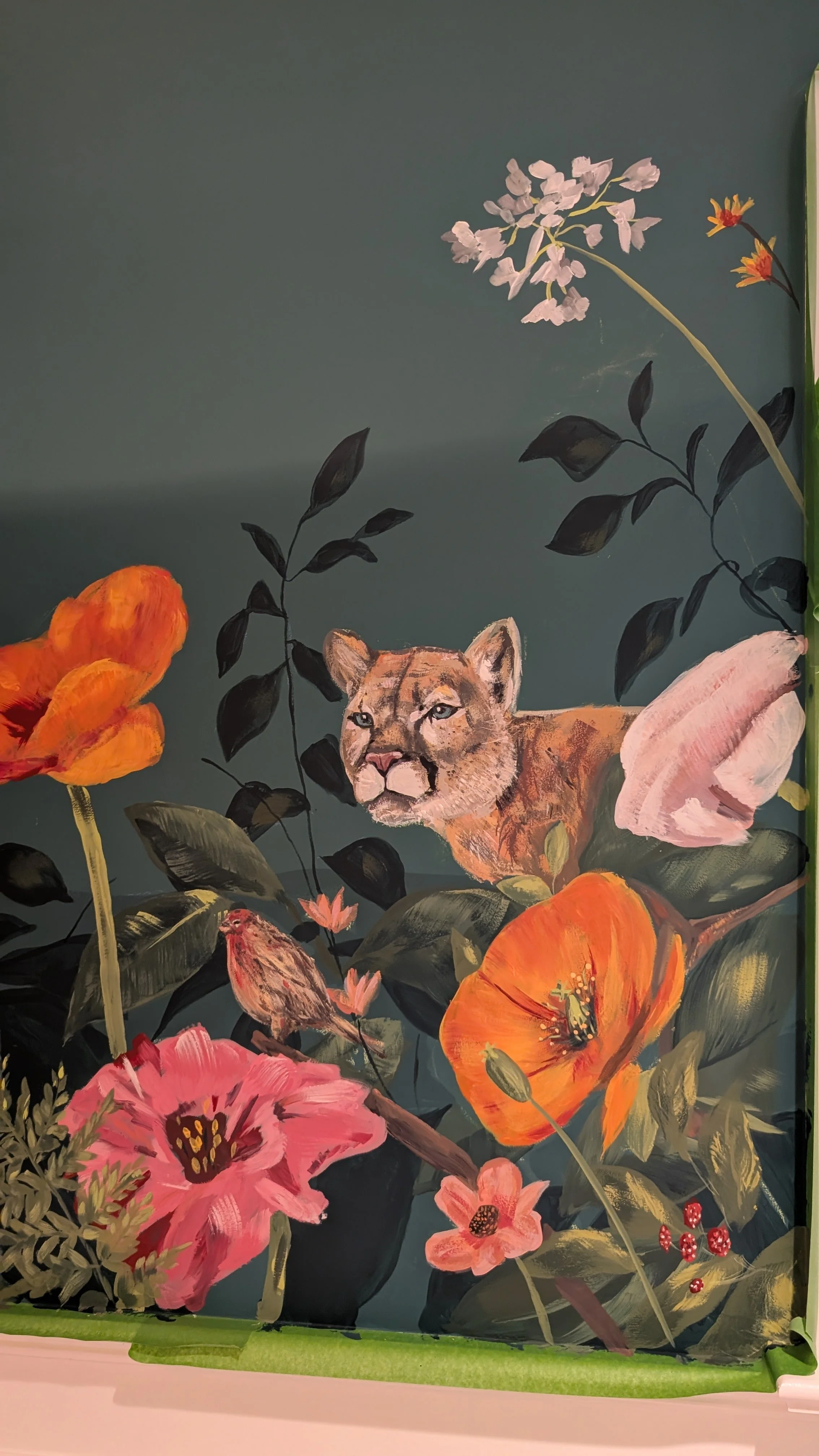 A hyena amongst wild flowers