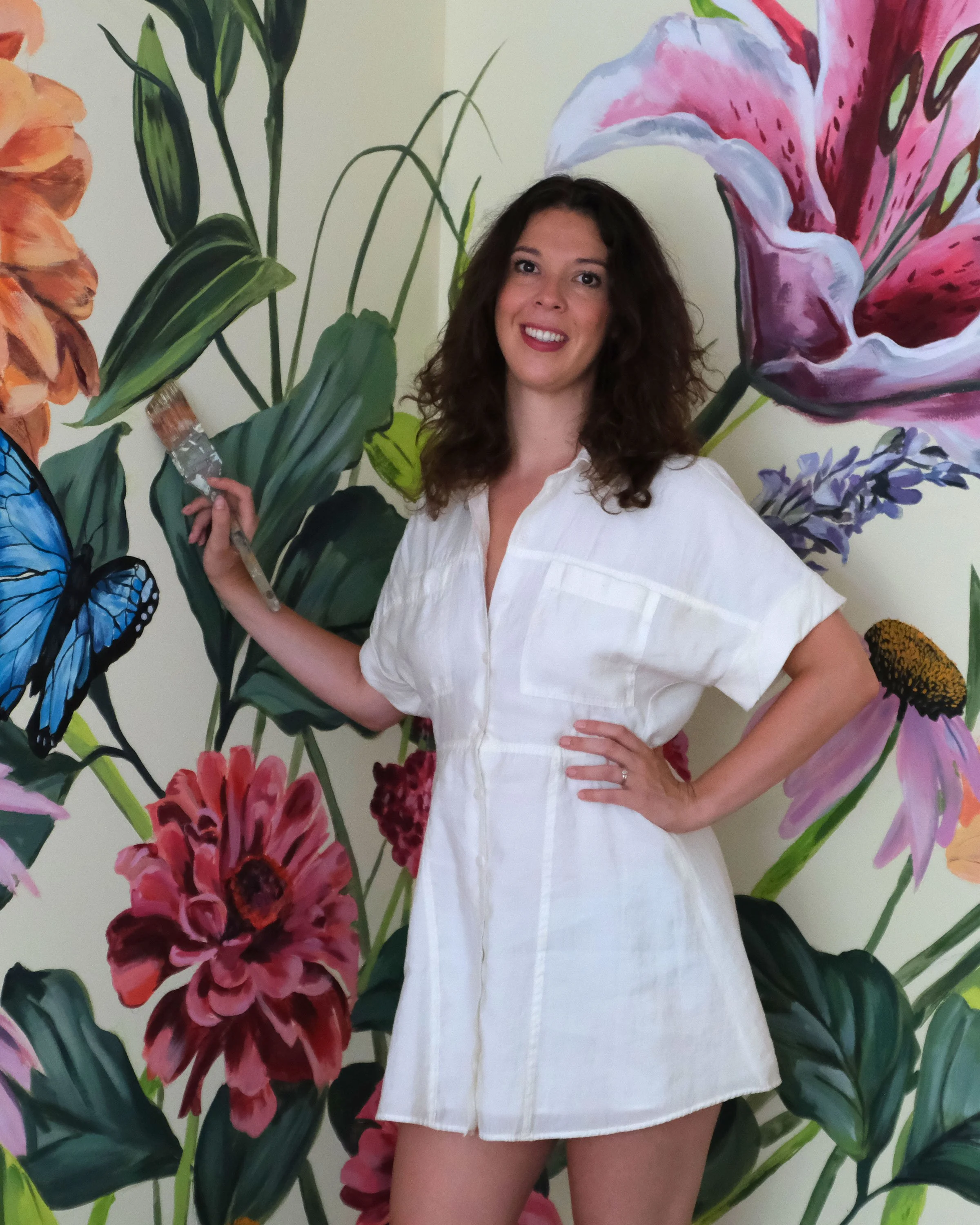 Painting a Floral Mural for a little girl’s bedroom in Brooklyn