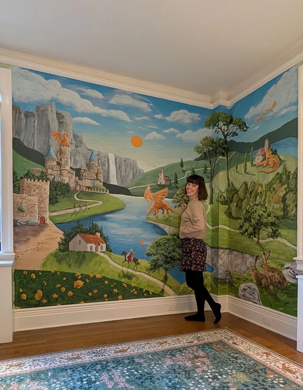Painting a nature inspired Nursery Mural in the Upper West Side