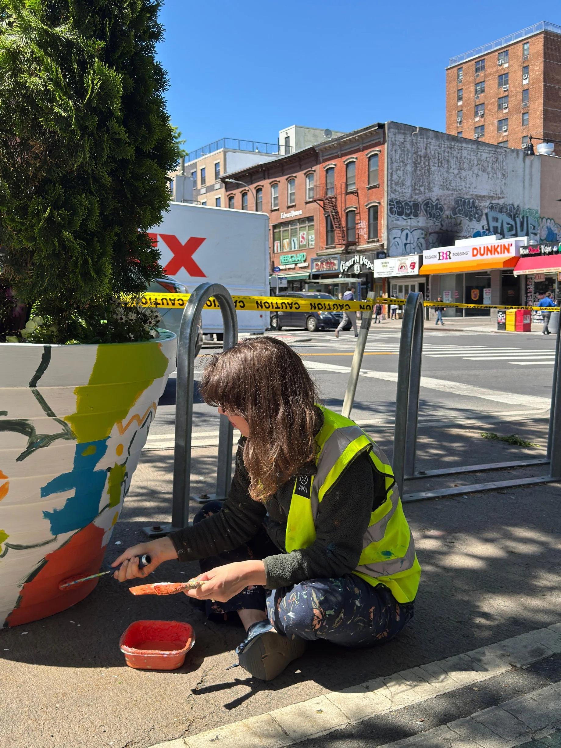 Designing and Hand-Painting Public Art Planters for the 5th Avenue BID in Park Slope, Brooklyn