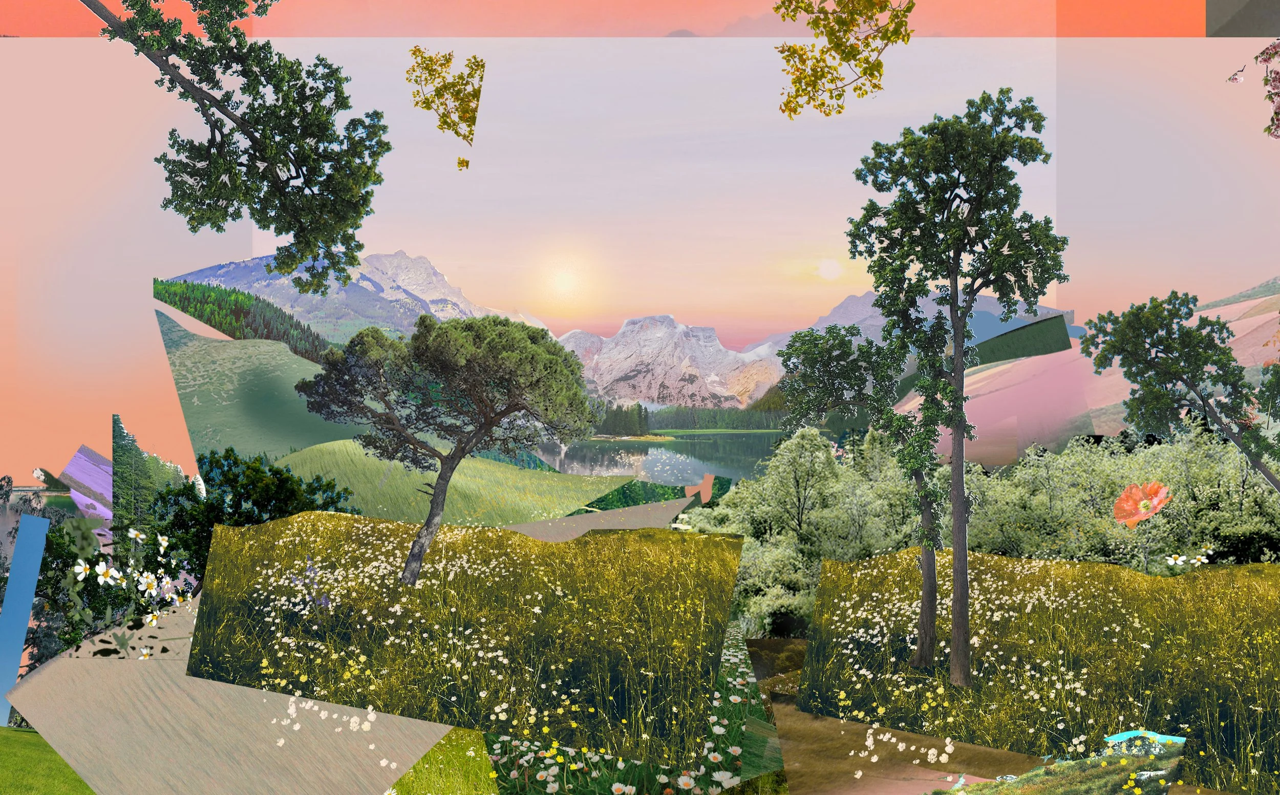 Collage of fun mountain concept