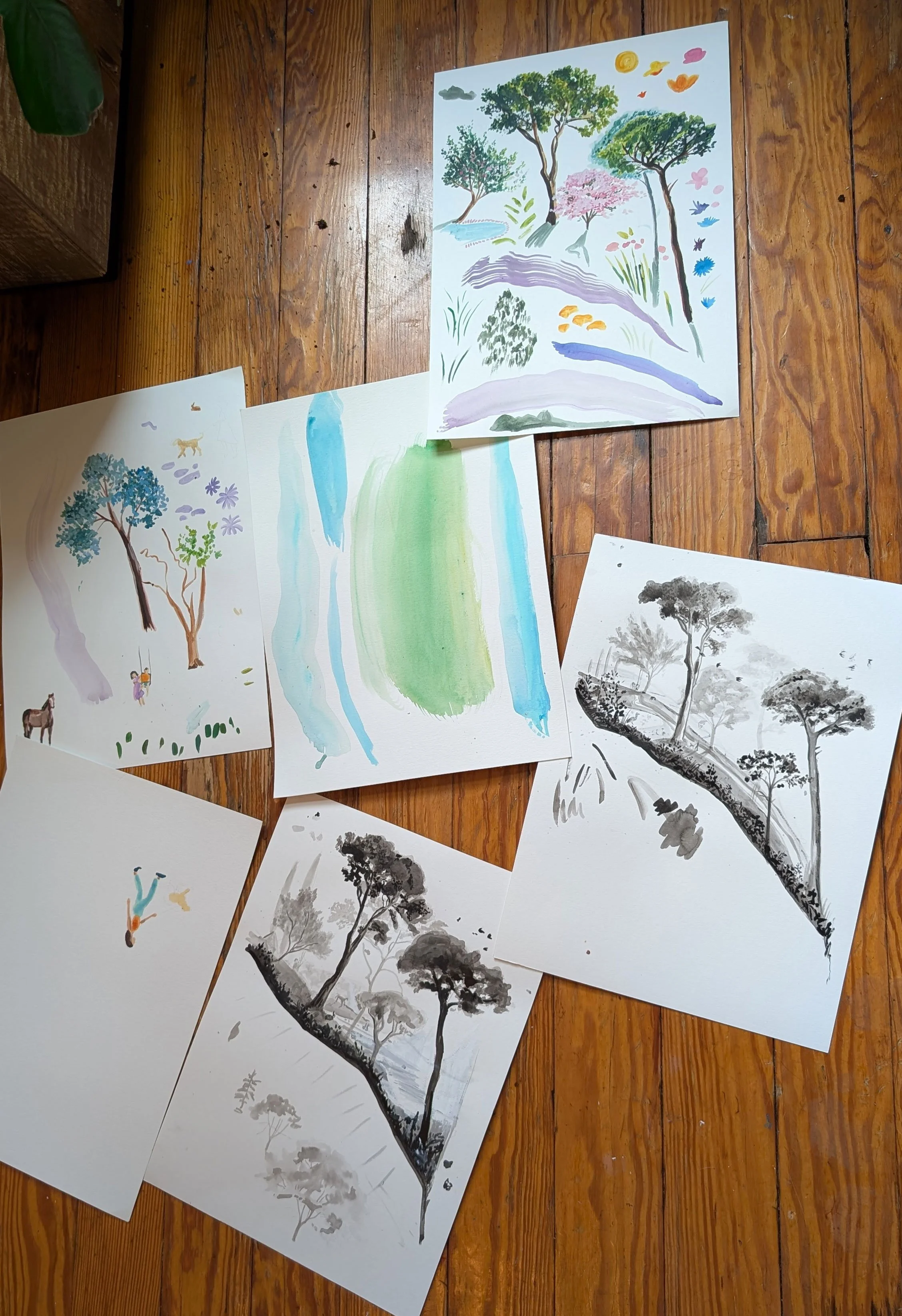 Amazing hand-painted trees, flowers and animals