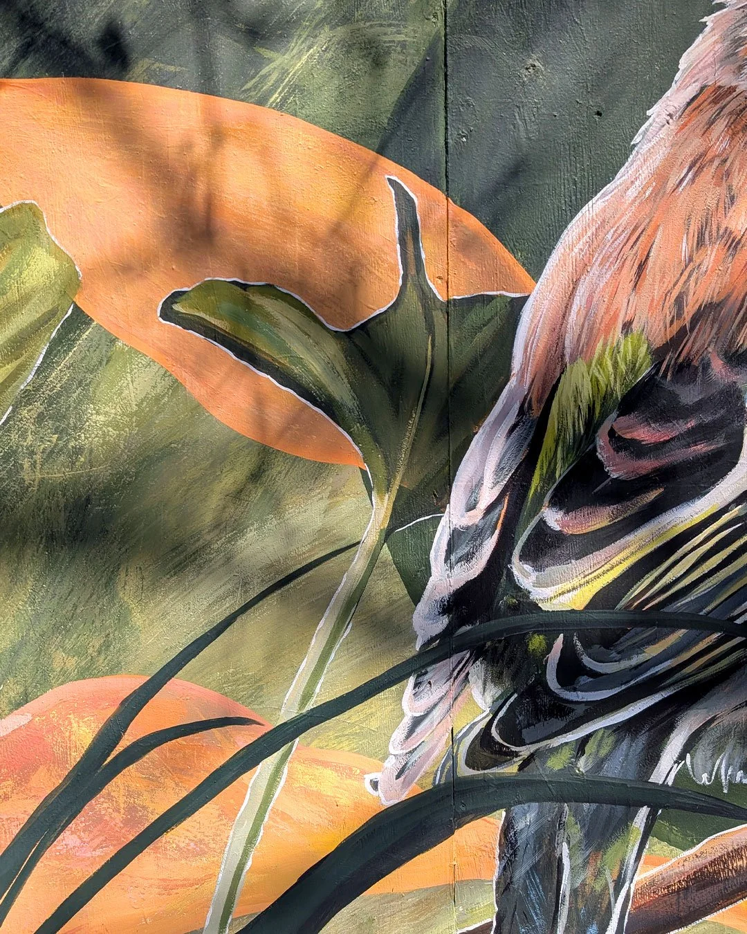 Hand-painted chaffinch tail detail