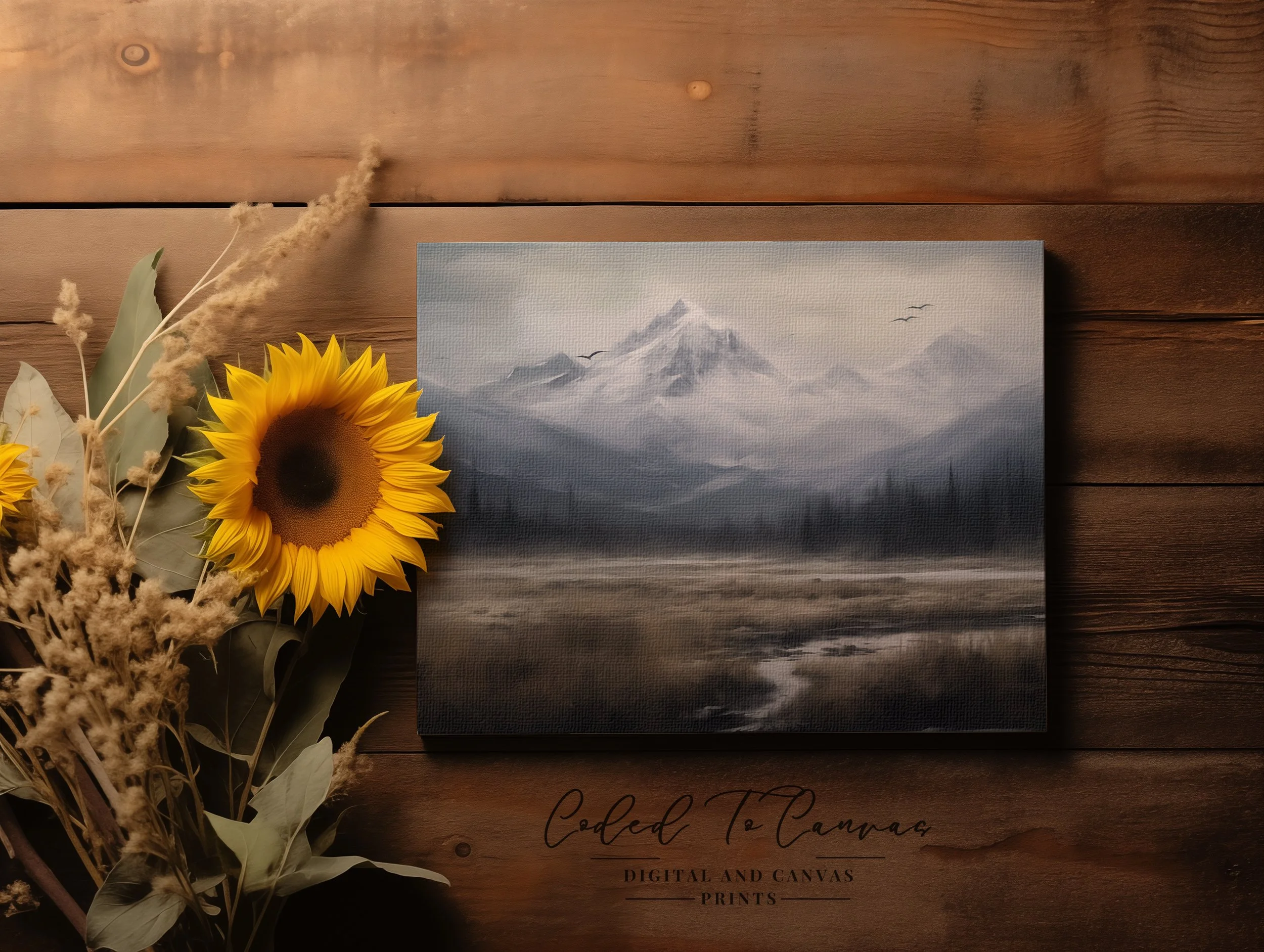 Stream - cropped canvas on table with sunflower.jpg