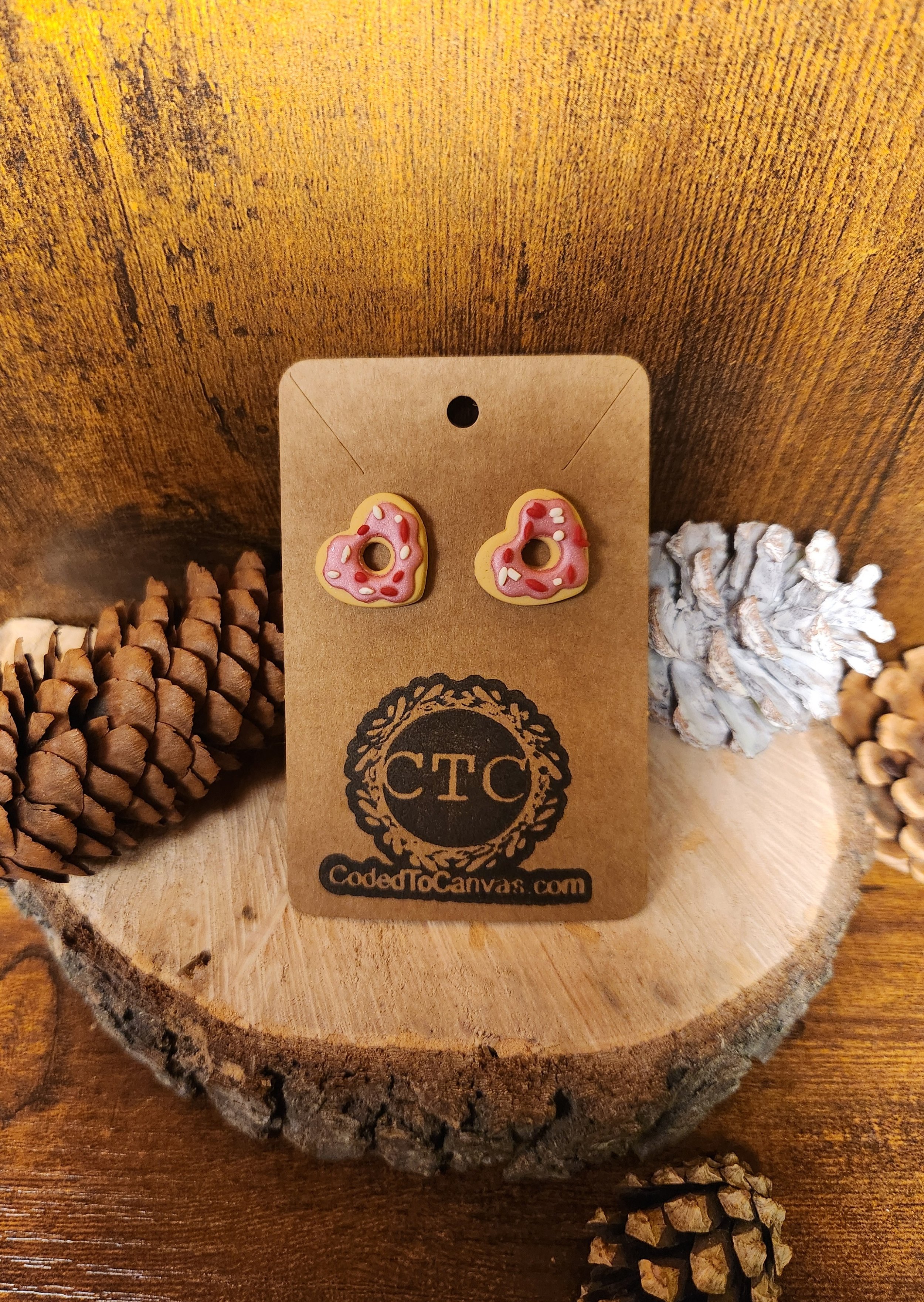 Heart-Shaped Donut Studs