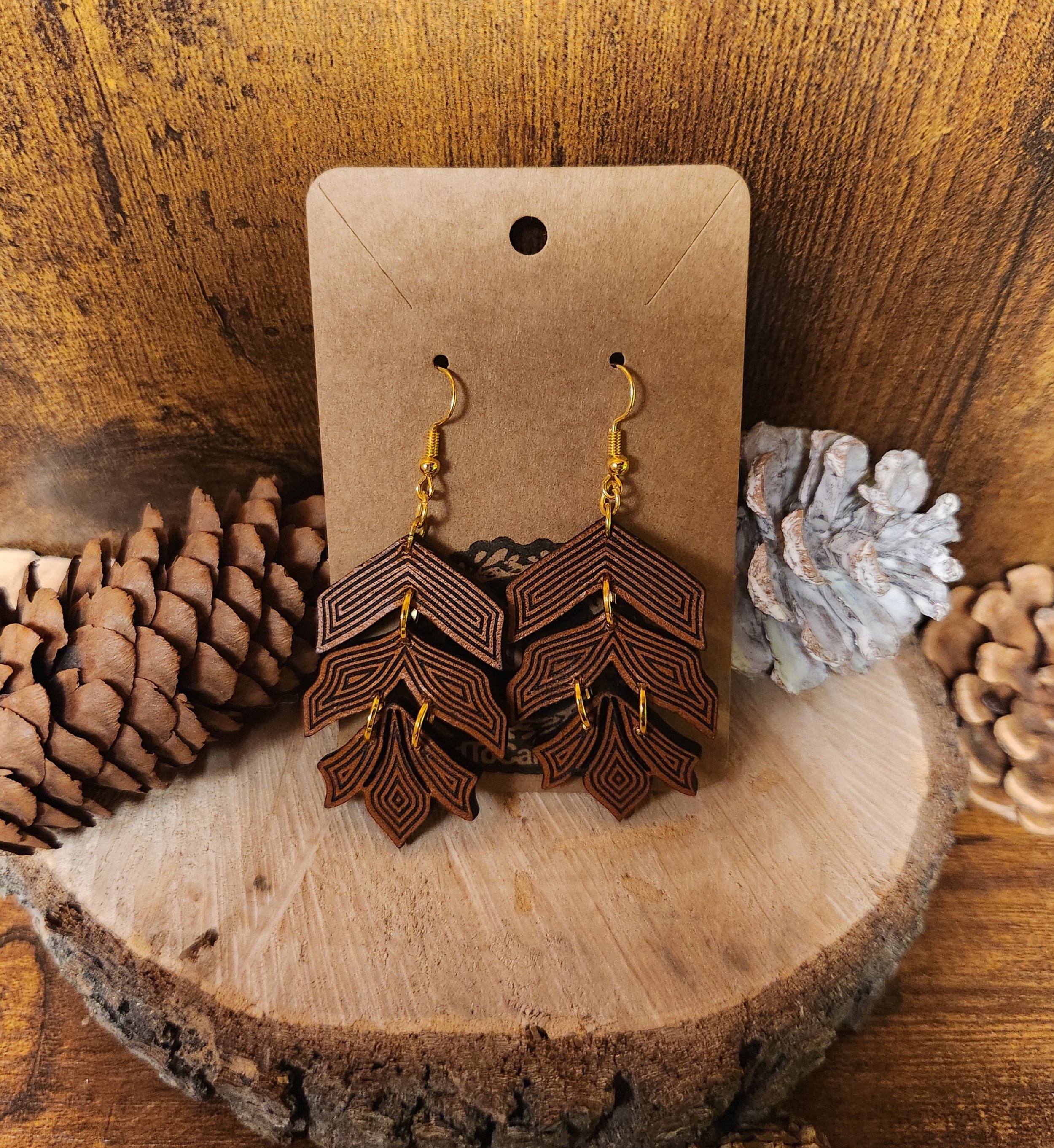 Leather Geometric Dangle Earring