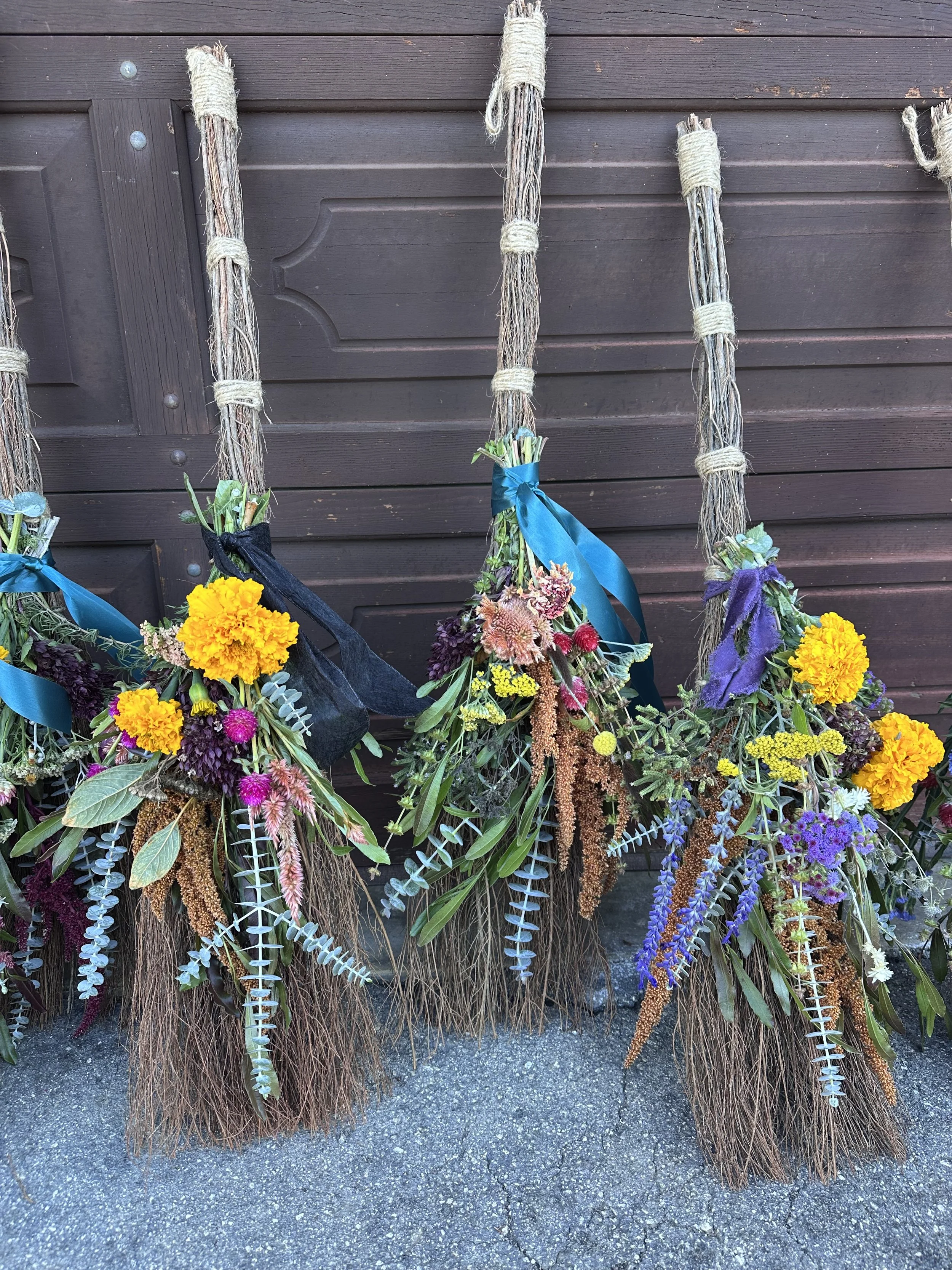 fall diy make your own decor botanical broom with cinnamon broom and local dried flowers and herbs