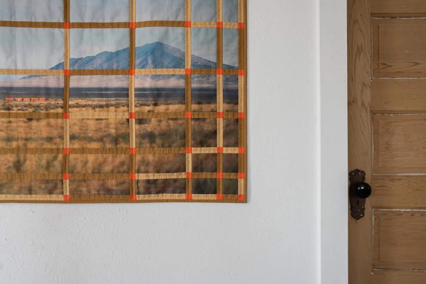 &ldquo;Steady&rdquo; 2025 - original photo of a train in Nevada, printed on fabric, quilted with 100% cotton.