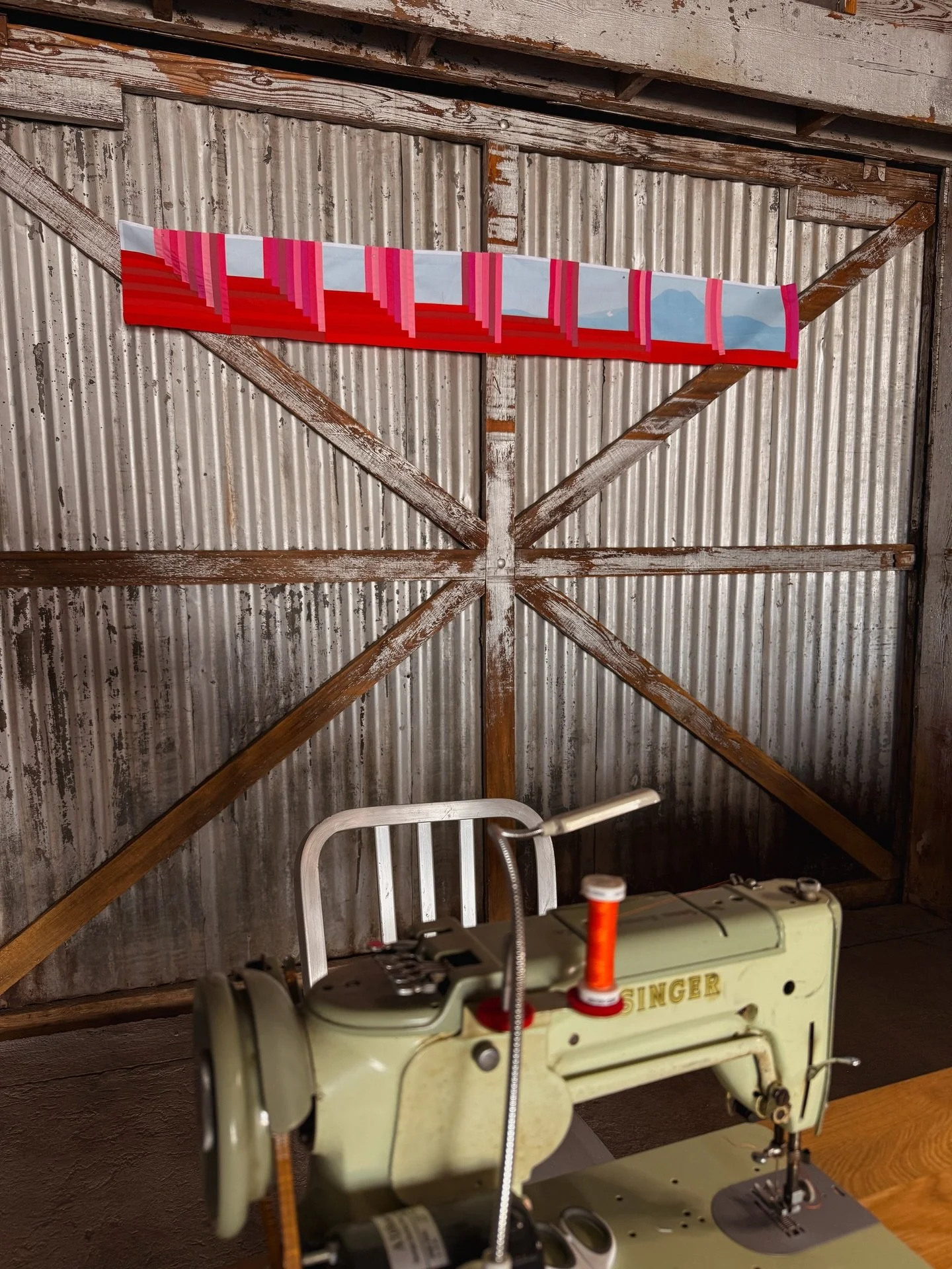 I always find a place to put my sewing machine. This one has some dust control to manage but the bones are too good to pass up.