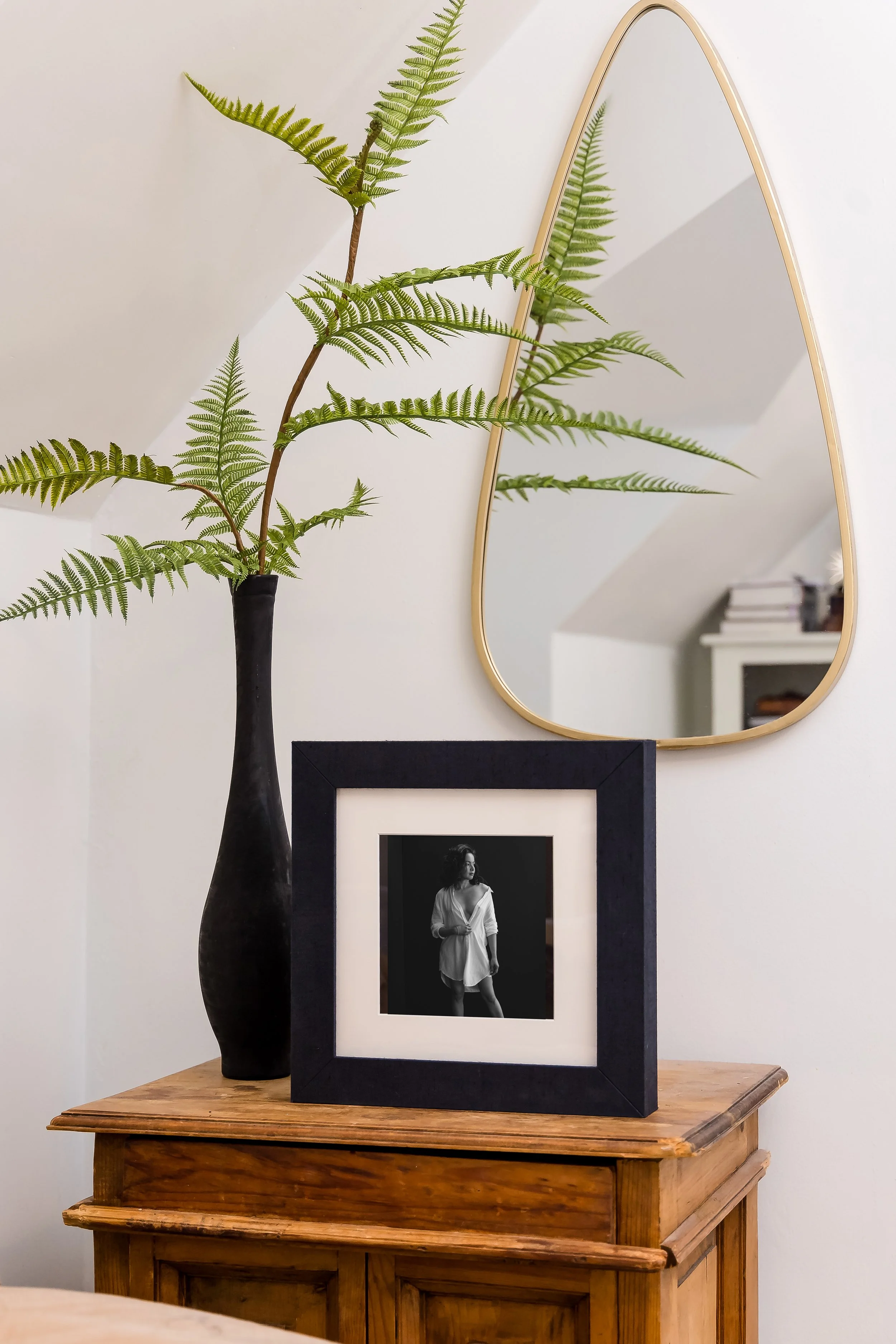 Coffee table display leather bound album featuring Ericka B Photography portrait