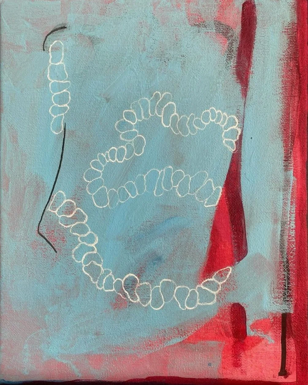 interpersonal connection, 10 x 8 inches, acrylic and marker on canvas, 2024