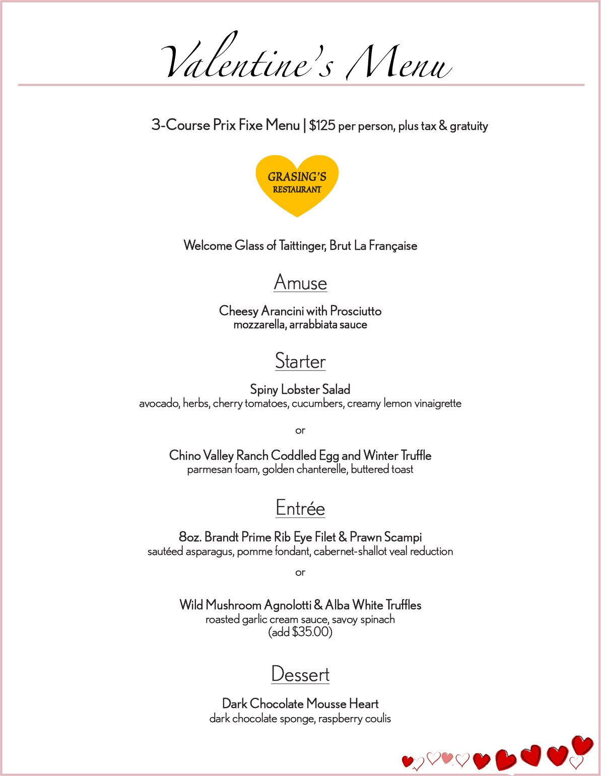 Valentine's Day Menu