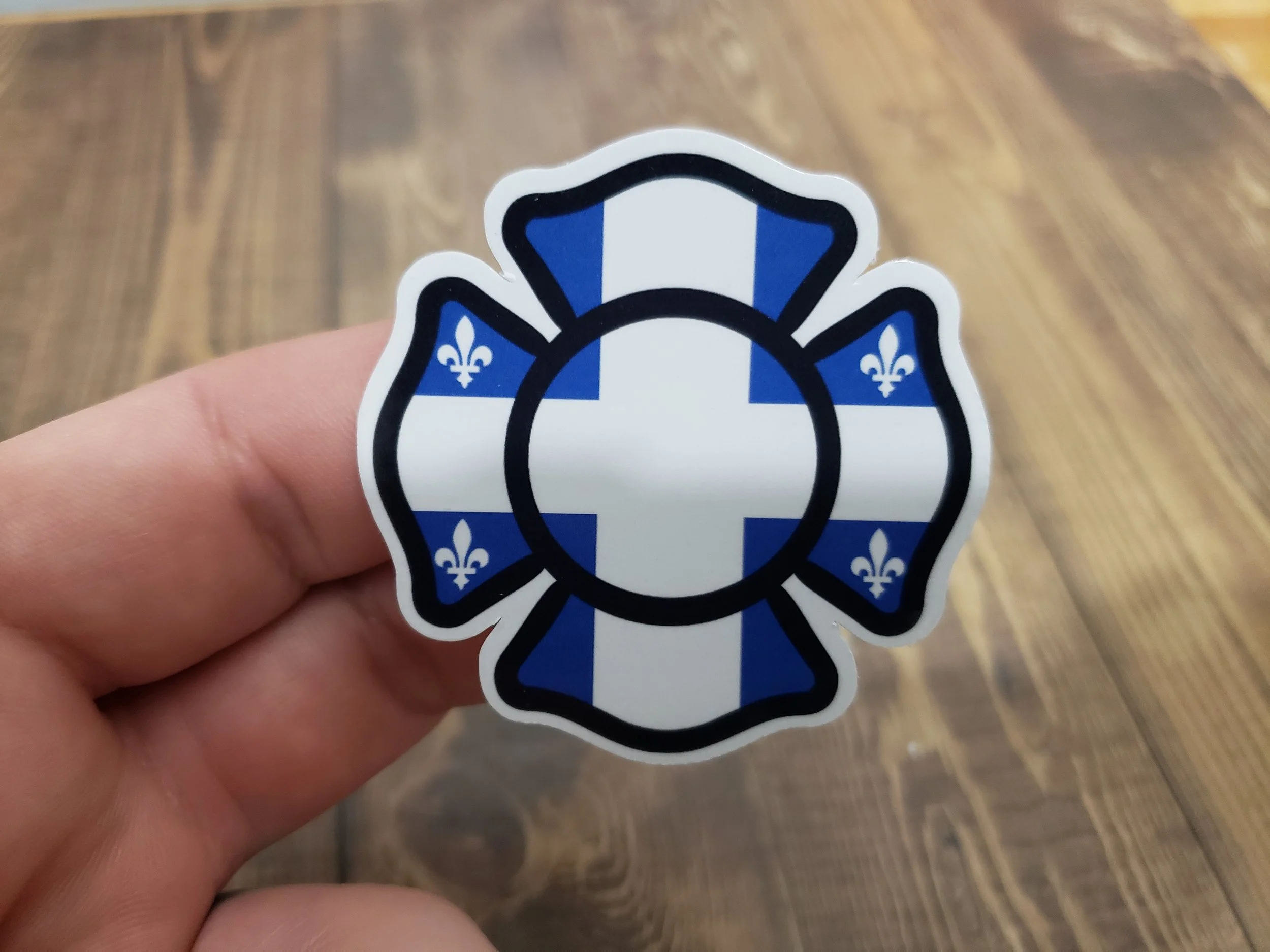 Quebec Flag Maltese Cross Sticker