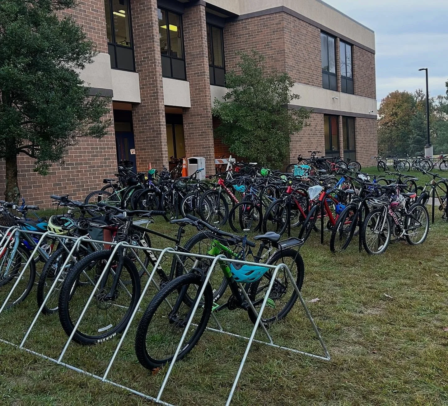 What makes you smile? For us it&rsquo;s the little things in life like seeing 65 bicycles in the morning used by students and staff to get to school. Safe routes to school, safe routes for all!#morekidsonbikes #saferoutestoschool
