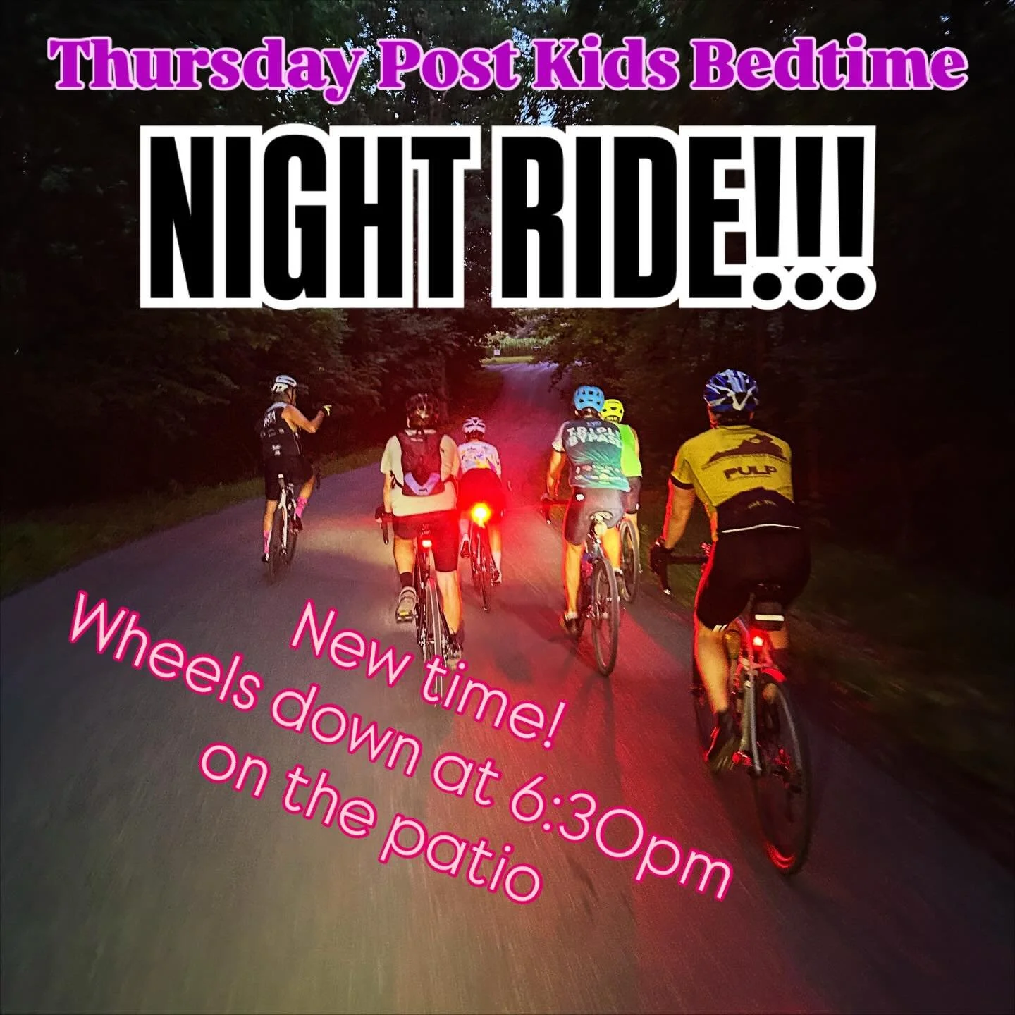 Come join us tonight AT 6:30pm on the back patio for a 15-25 mile ride around the area. No drop ride. Potential beverages after the ride. 🍻