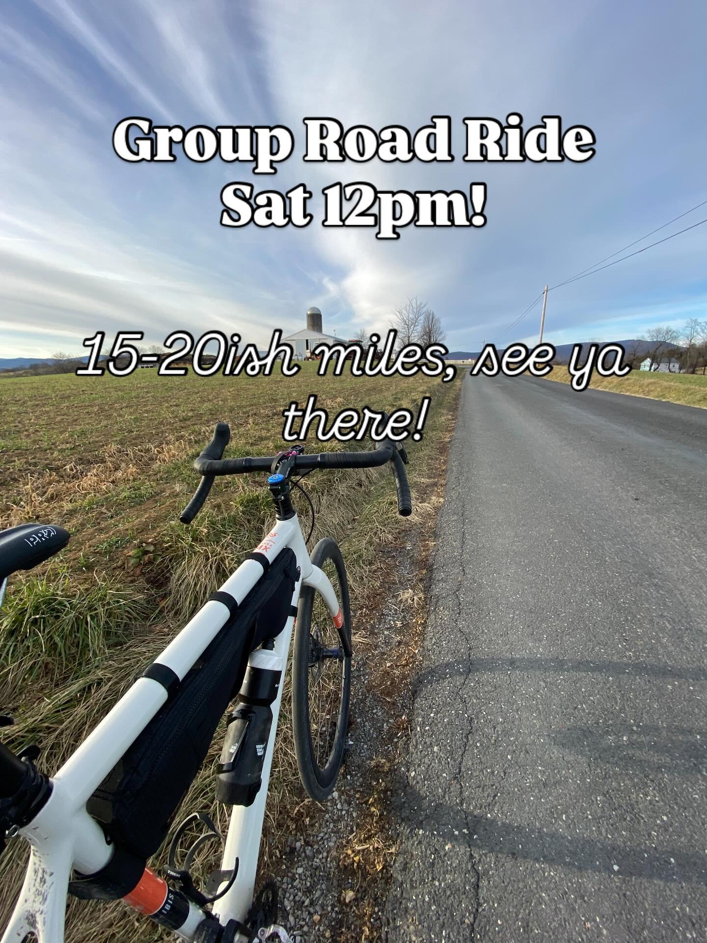 Weather is purrrfect for a Saturday road ride. See ya at noon on the patio!