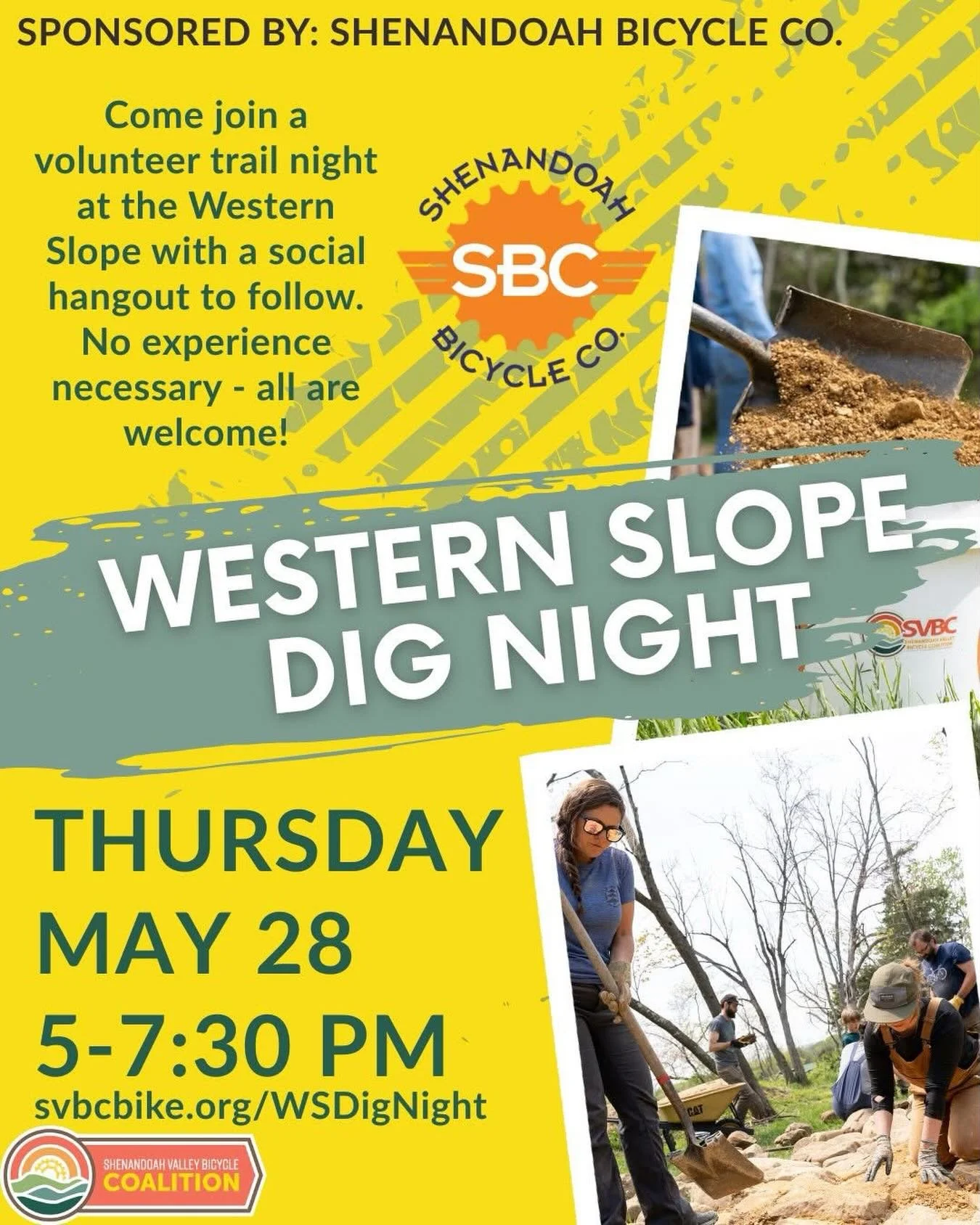 Join us tomorrow for Thursday night Trail Work at the Western Slopes!