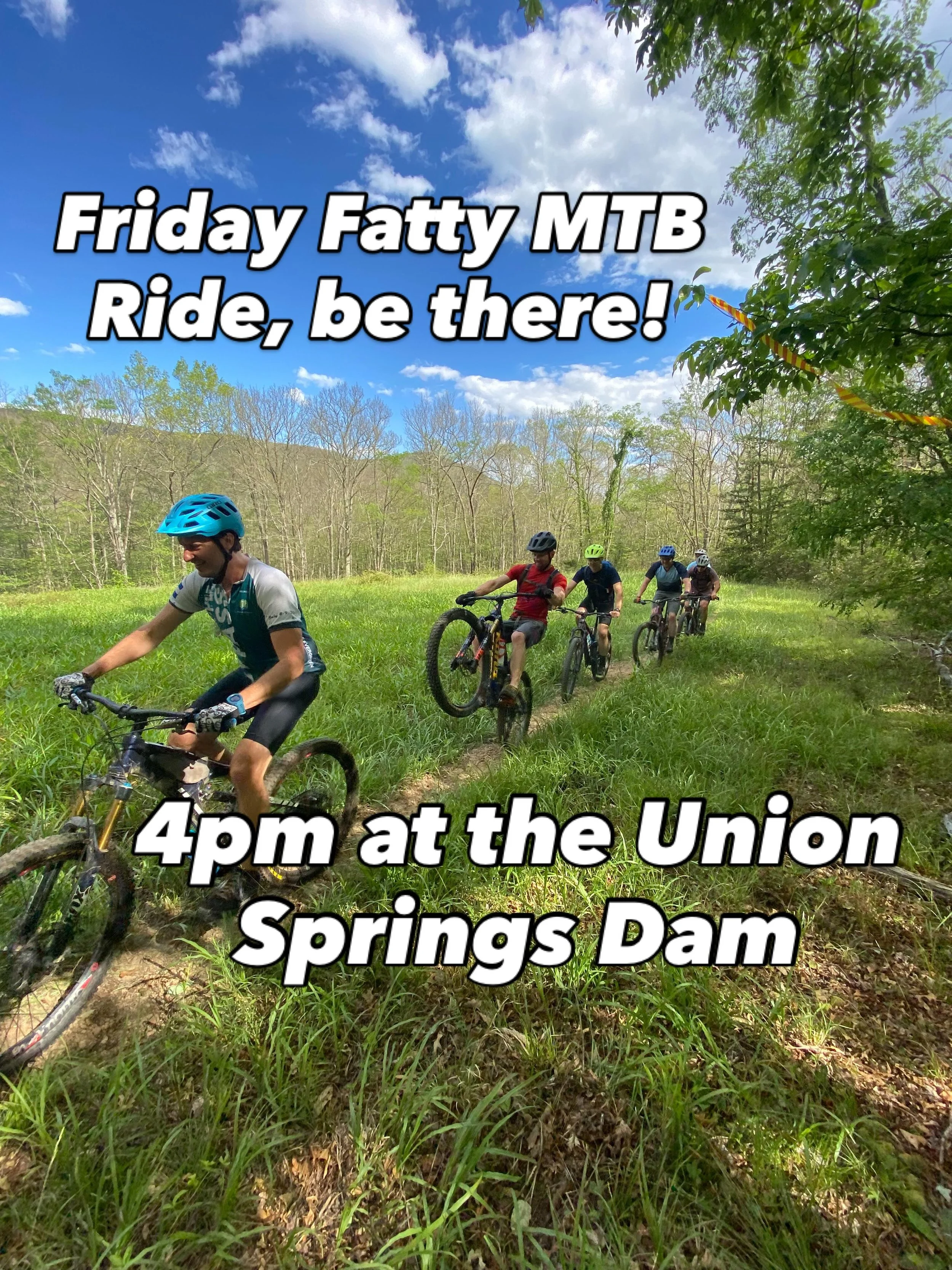 Tomorrow ya&rsquo;ll, we&rsquo;ll be riding west of town. Meet at the Union Springs Dam at 4 and we&rsquo;ll keep it light with a little Mud Pond-Oak Knob mash up. LETS RIDE, see ya there!