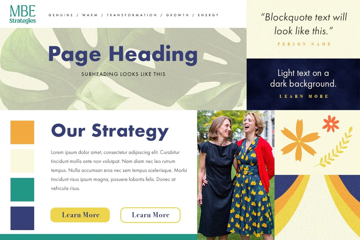 Layout of design inspiration for the website