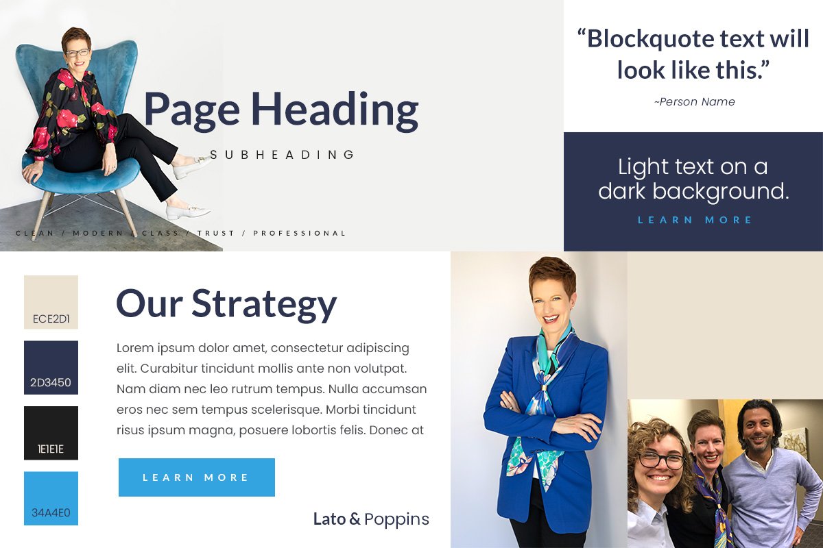 Layout of design inspiration for the AAG website