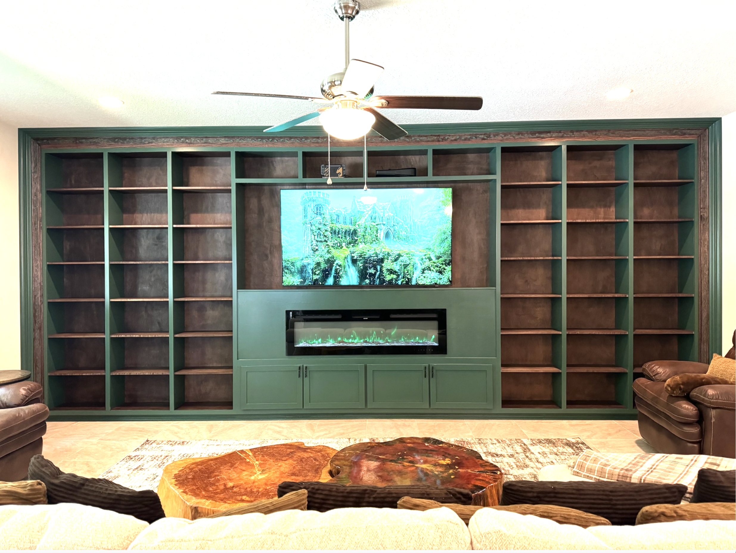 Atlantic Beach Media Wall, Built In Shelves