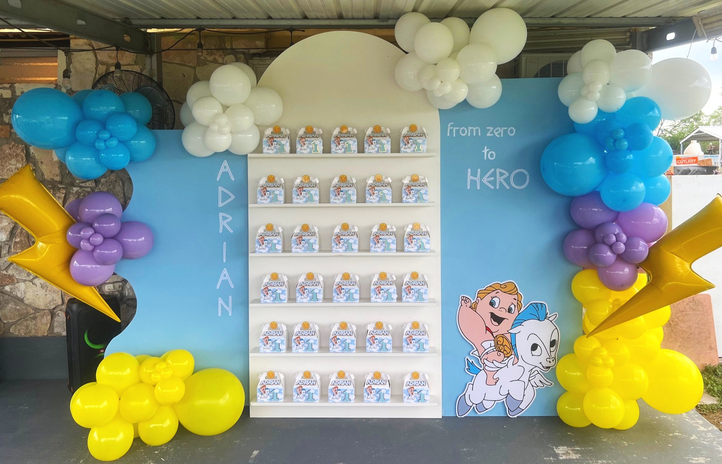 Baby Hercules Backdrop with Personalized Goodie Bags