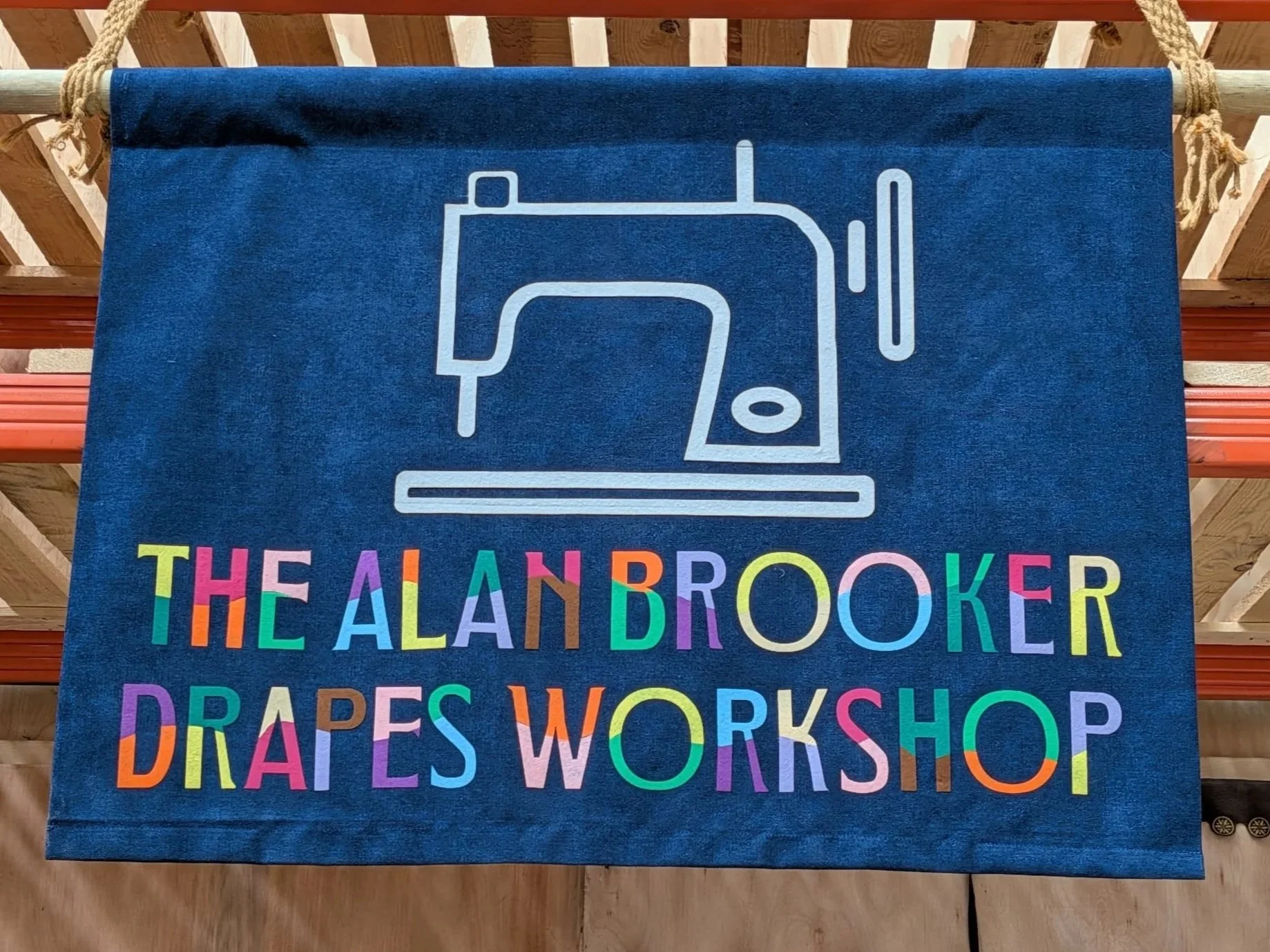 Alan Brooker Drapes. Our sign, for fun