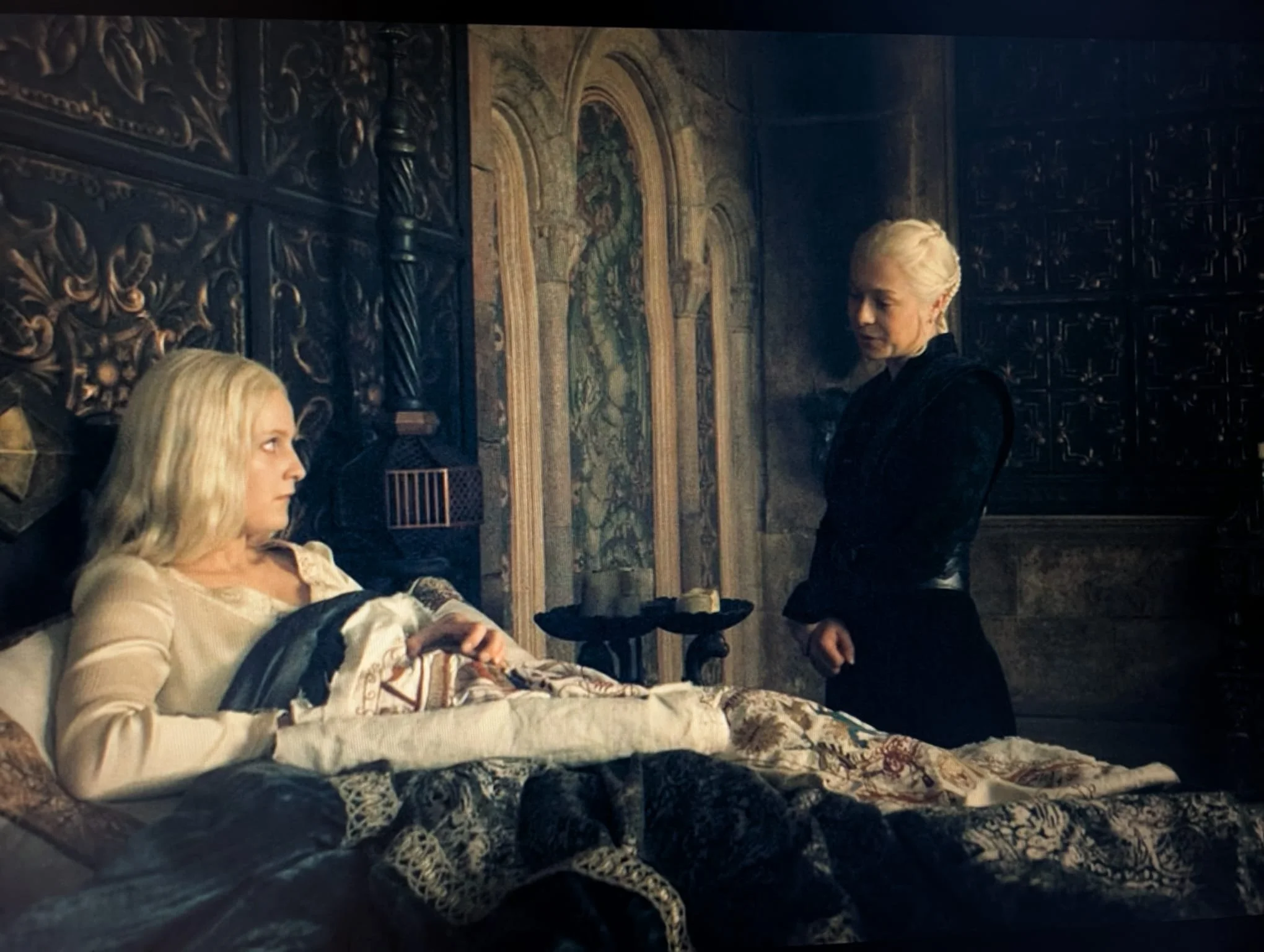 Alan Brooker Drapes, screen shot of embroidery made for 'House Of The Dragon' season 3.