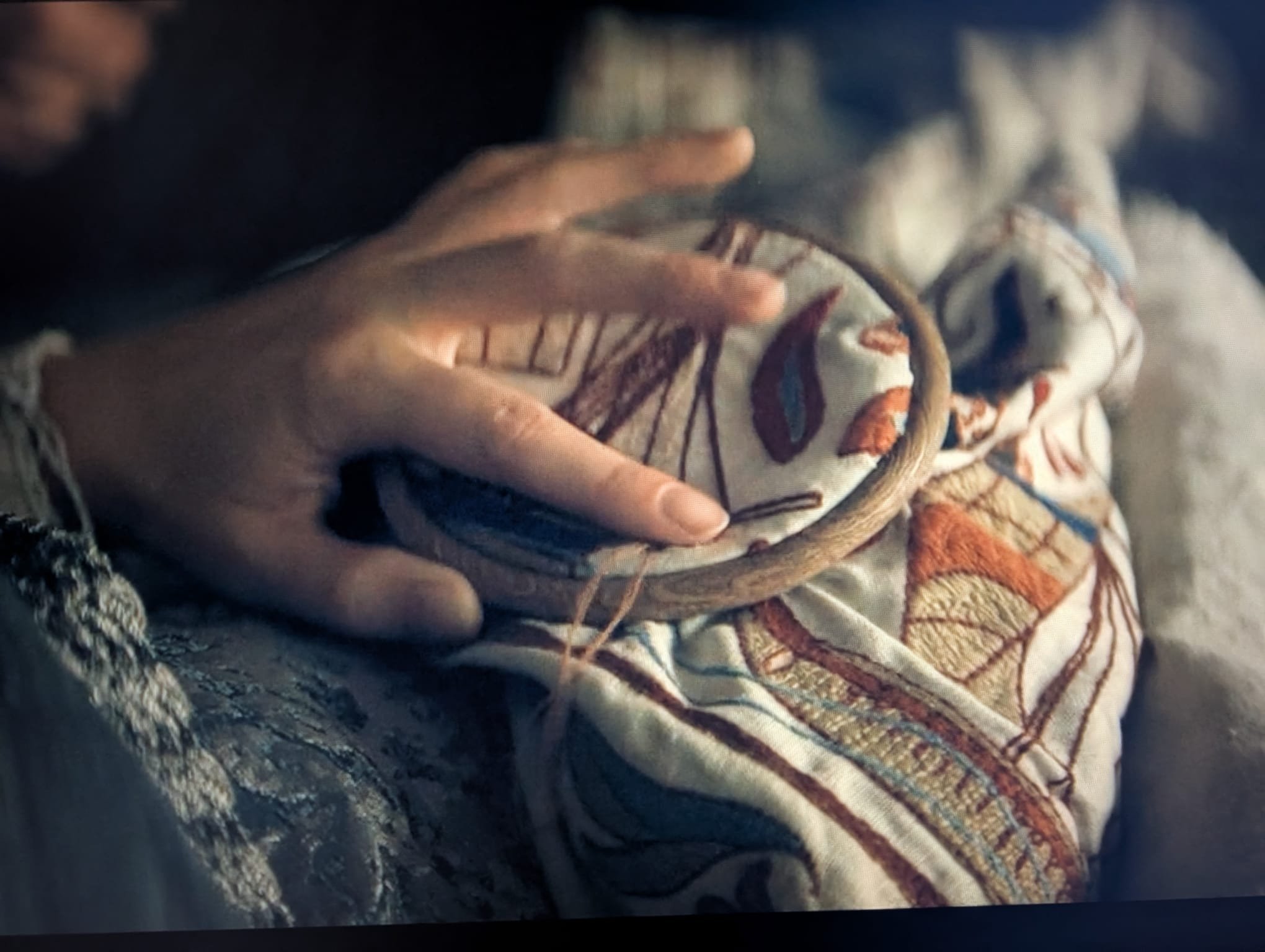 Alan Brooker Drapes, screen shot of embroidery made for 'House Of The Dragon' season 3.