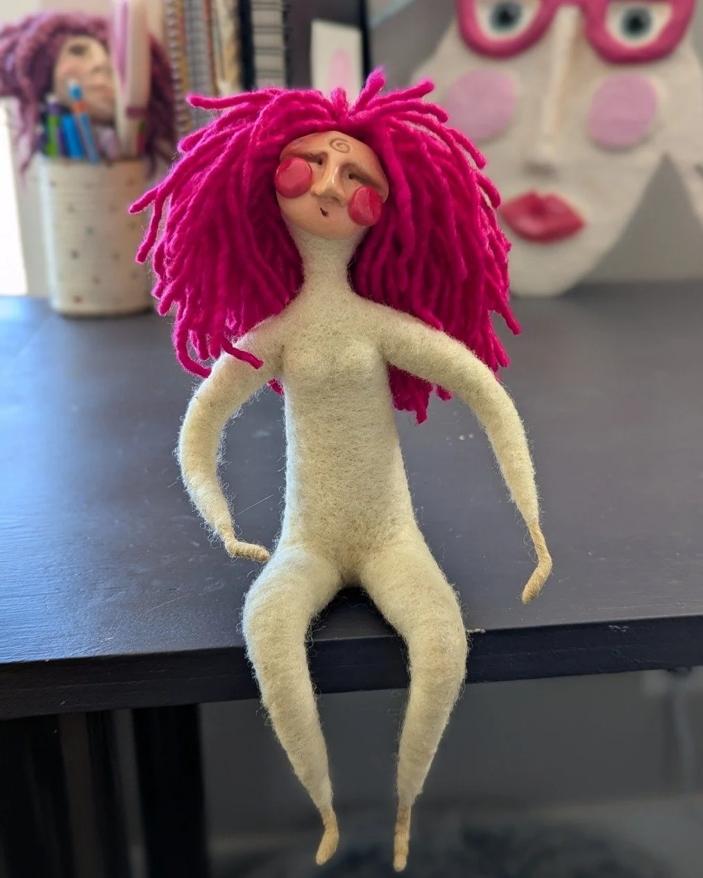 In the works.

Not just this little needle felted spirit doll, but a beginner spirit doll workshop&mdash;online, and long overdue.

For years now, people have asked if I would teach a beginner needle-felted spirit doll class. Something simple. Someth