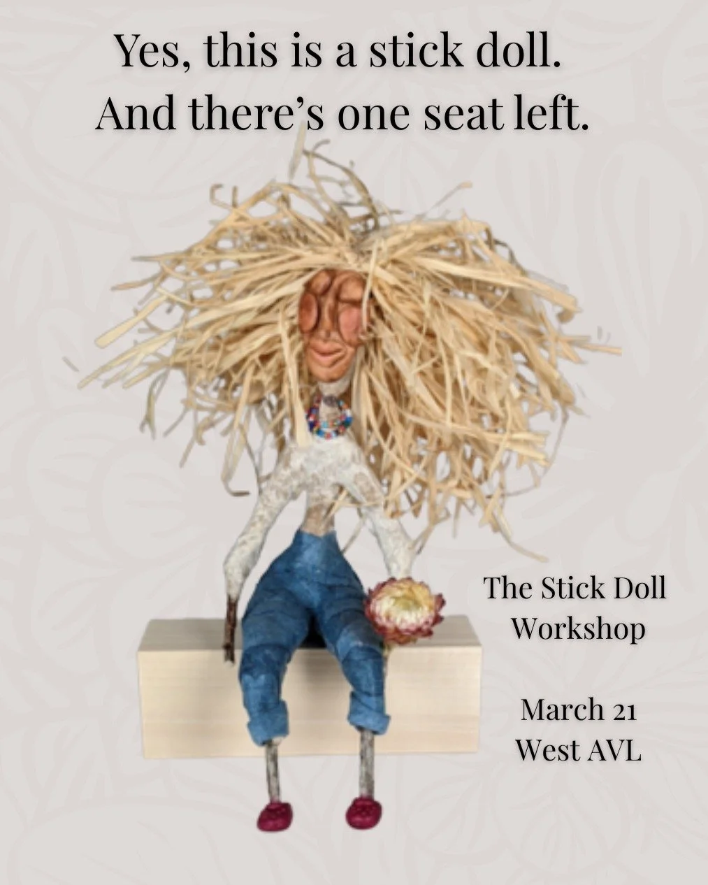 One seat just opened up for the Spirit Doll Workshop next Saturday.

We spend the day turning simple sticks, clay, fabric, and found objects into small spirit dolls filled with story and intention. It&rsquo;s playful, soulful, and surprisingly meanin