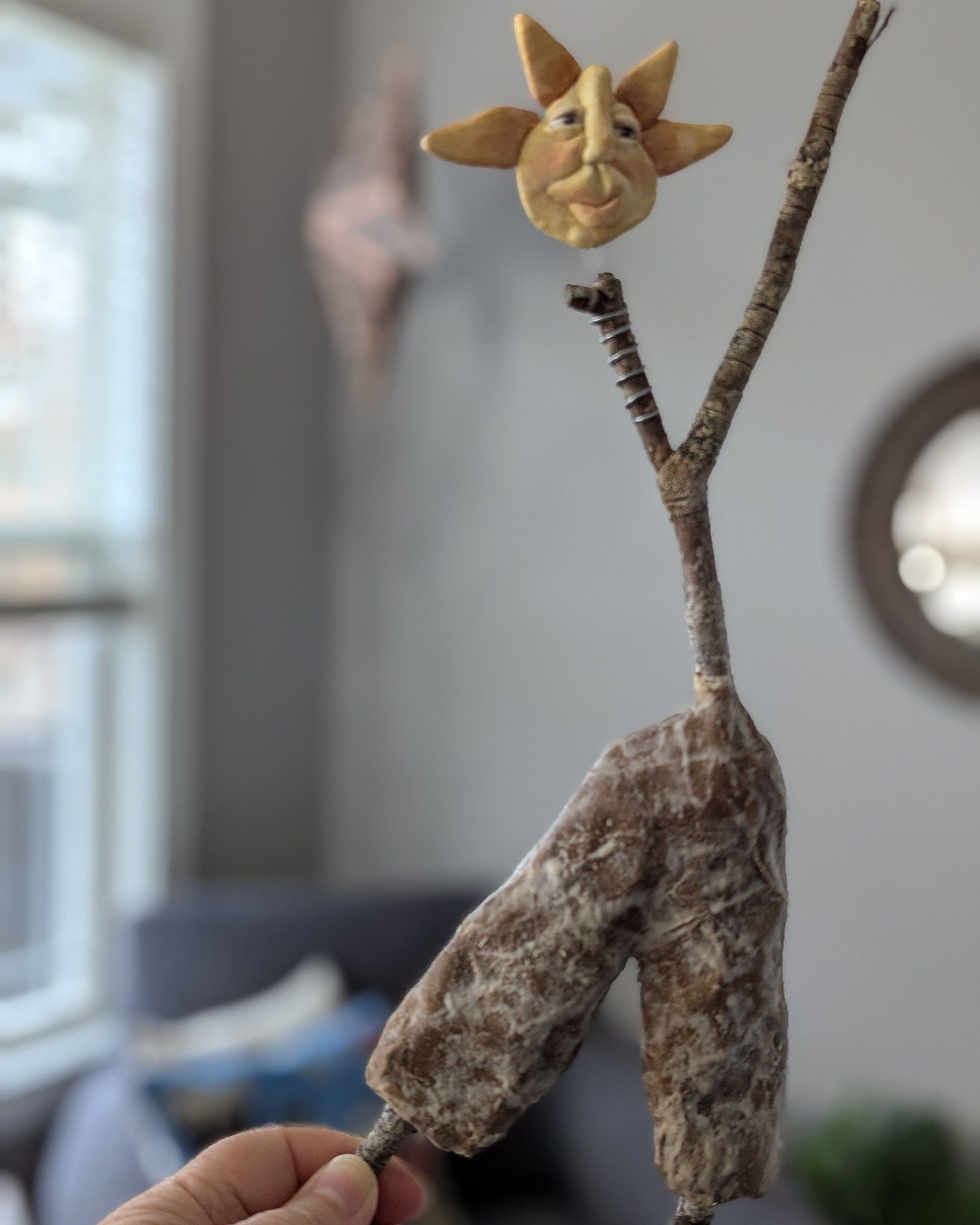 She's been waiting in a box for years. Apparently, this was her morning. Here I am making papier-mache culottes before coffee. 

Spring has arrived.