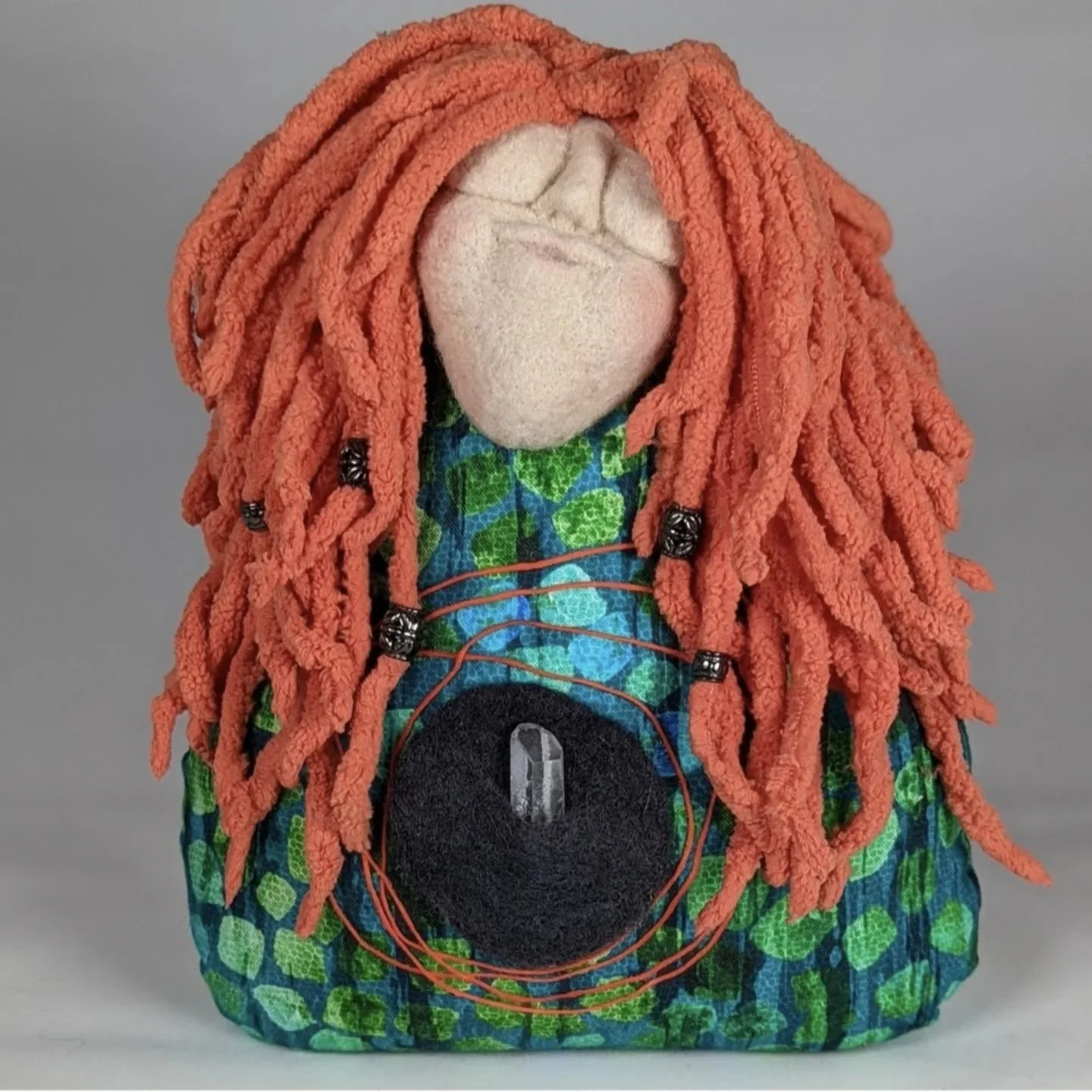 When I first started making my little Poppet Dolls, I would always needle felt the faces. Ad then, when I started teaching the class, I simplified it to make some little funky faces out of clay.

I was looking through some photos and found this littl