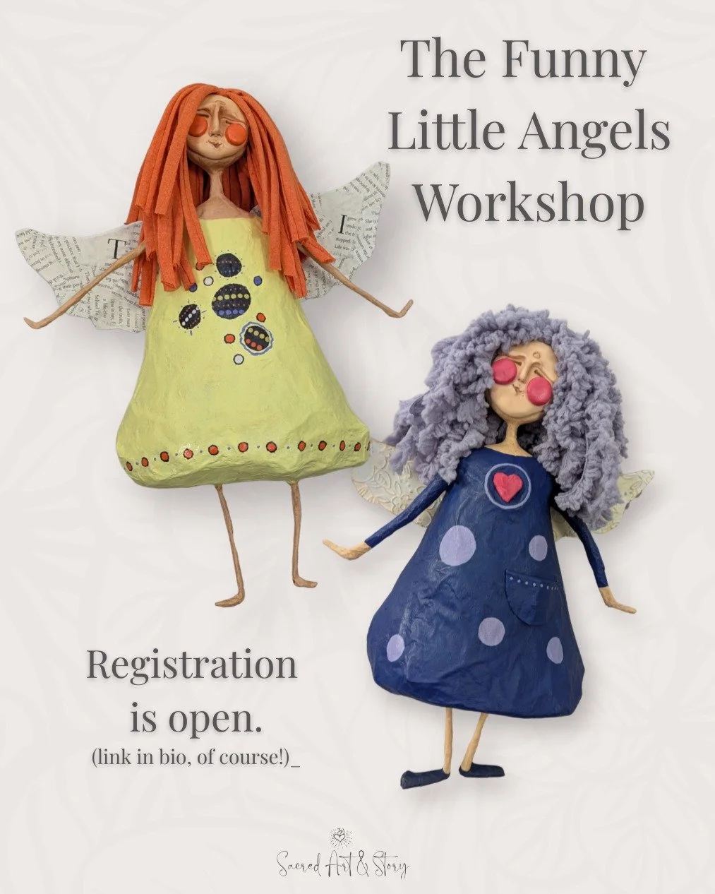 Funny Little Angels is here!

Registration is now open for this live online papier-m&acirc;ch&eacute; workshop, and I can&rsquo;t wait to make these with you.

This is a live make-along workshop, so we&rsquo;ll create our angels together step by step