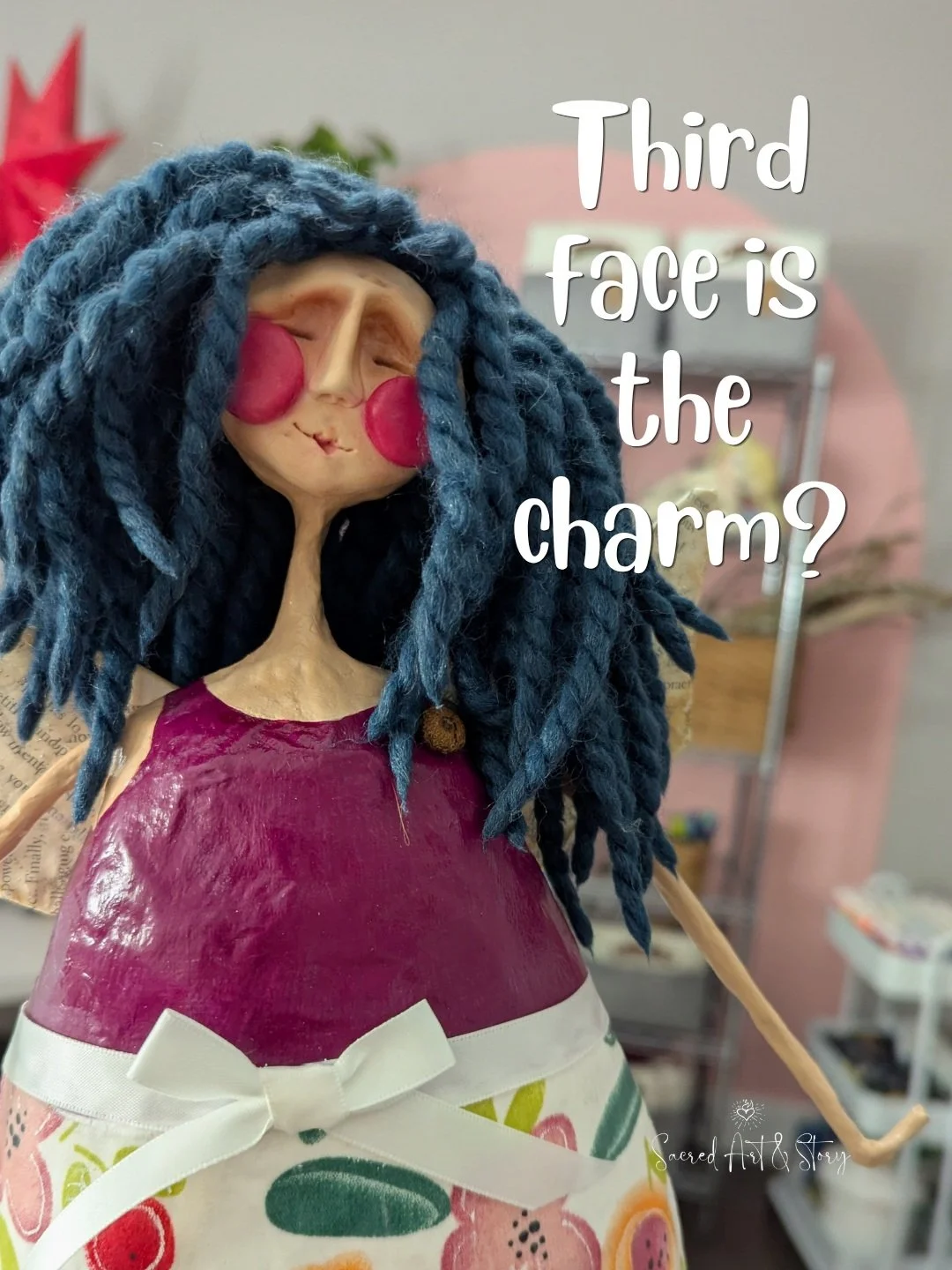 Some of my little gals know who they are on day one... Some get their faces taken off a few times until I finally recognize their sweet little spirits.

I think this one might have finally found the face that says, "It's me!"

Still working