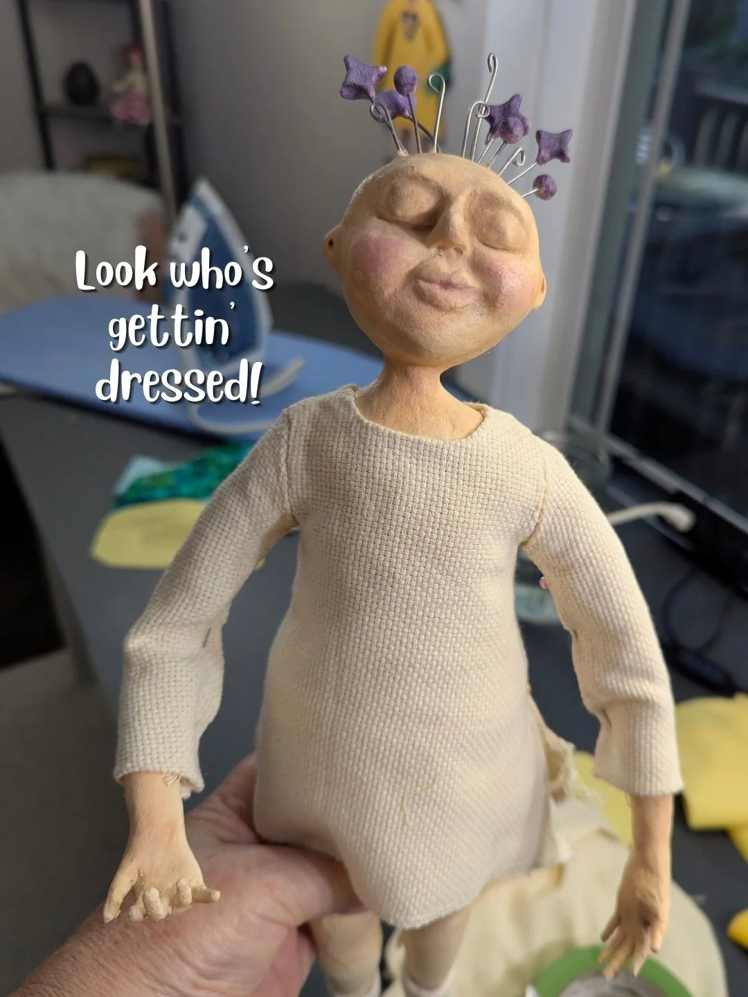 I hadn't planned on working on this little one today, but that's what happened! 

Phase one of operation "Get Dressed." Clothes are always the hardest part for me, but with only one more week of class, it's on!