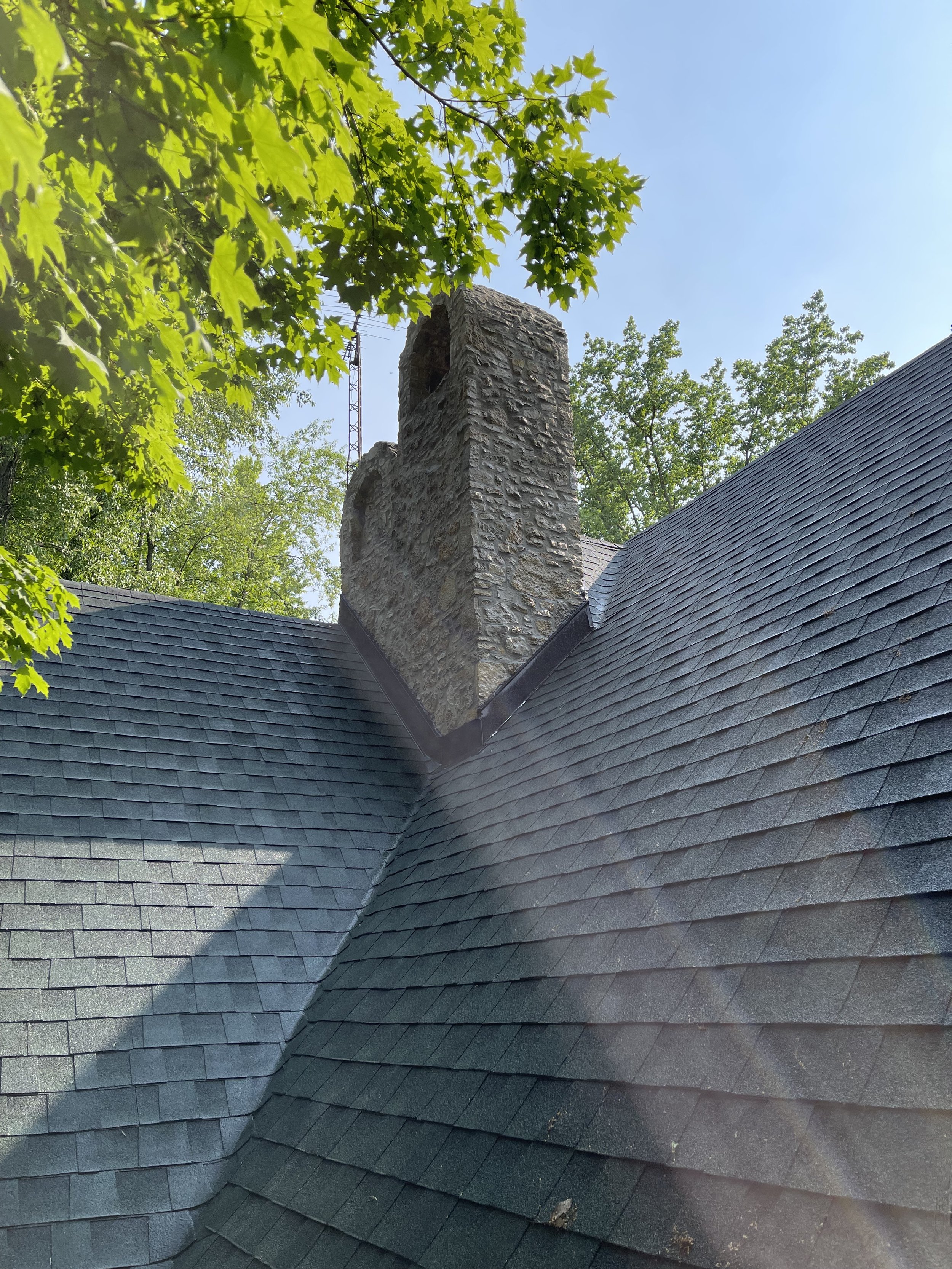 Full repoint on historic stone chimney